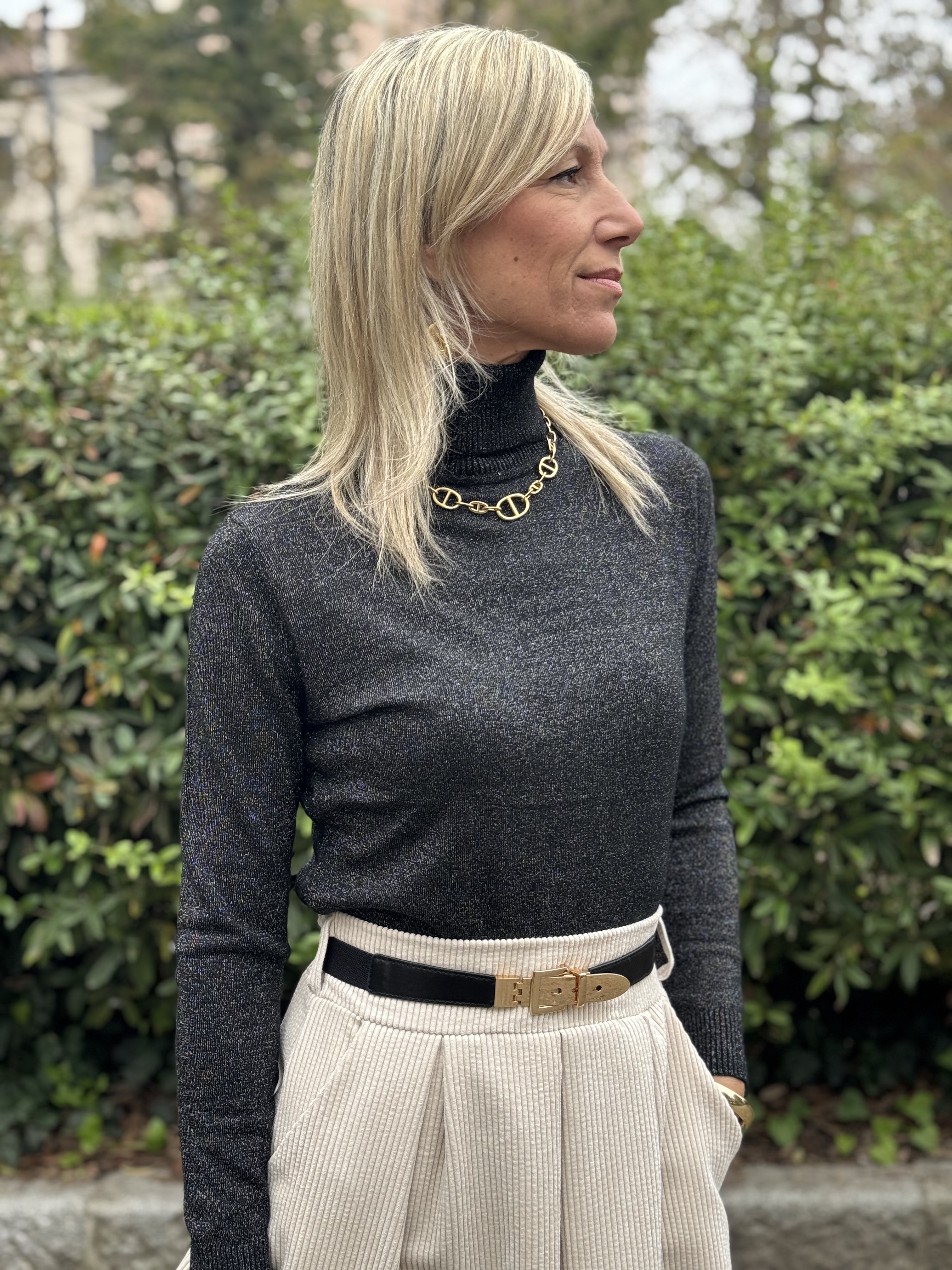 Outfit Velluto Panna · Blazer+Gonna+Dolcevita