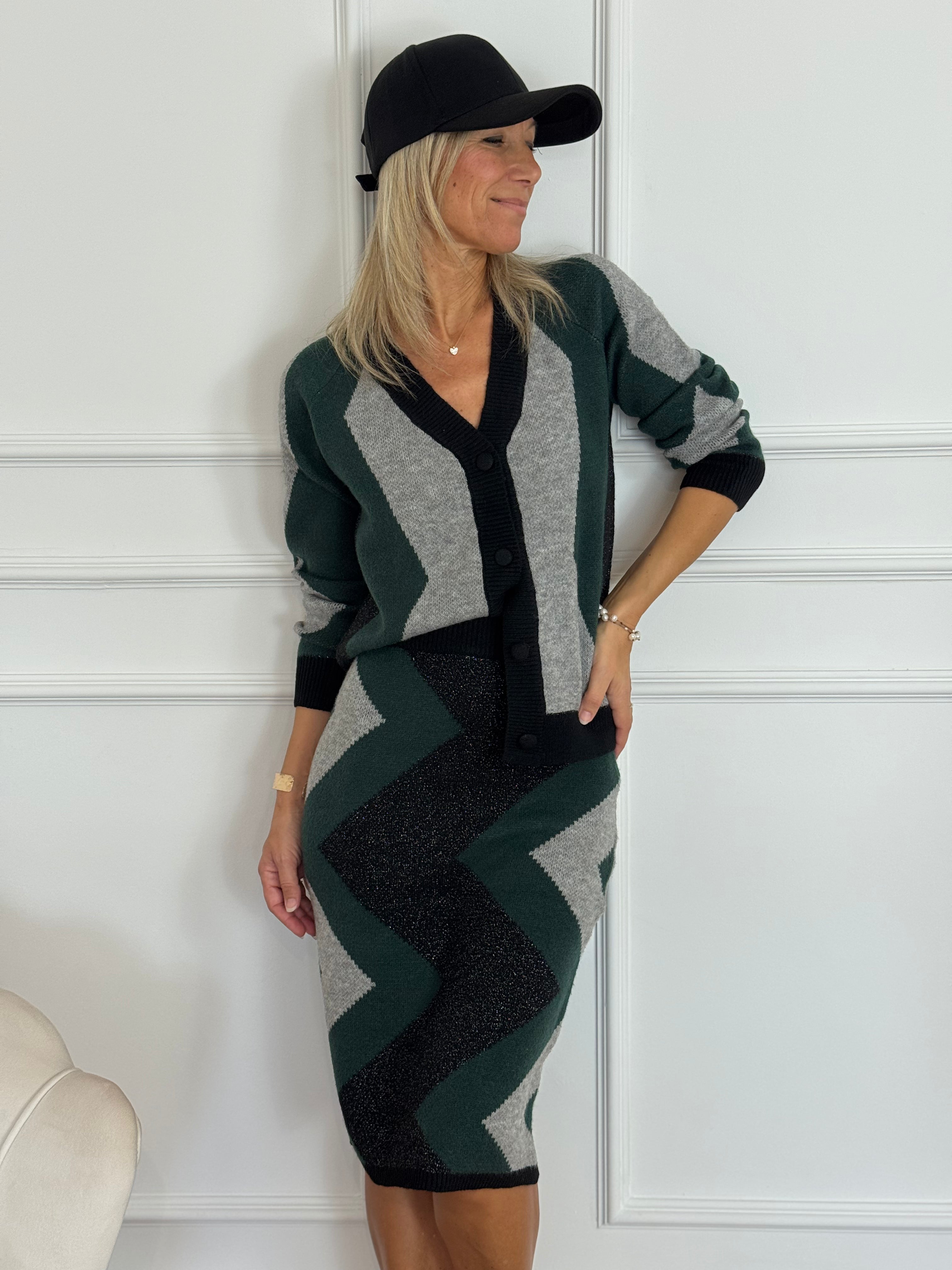 Cardigan in maglia jacquard artigli