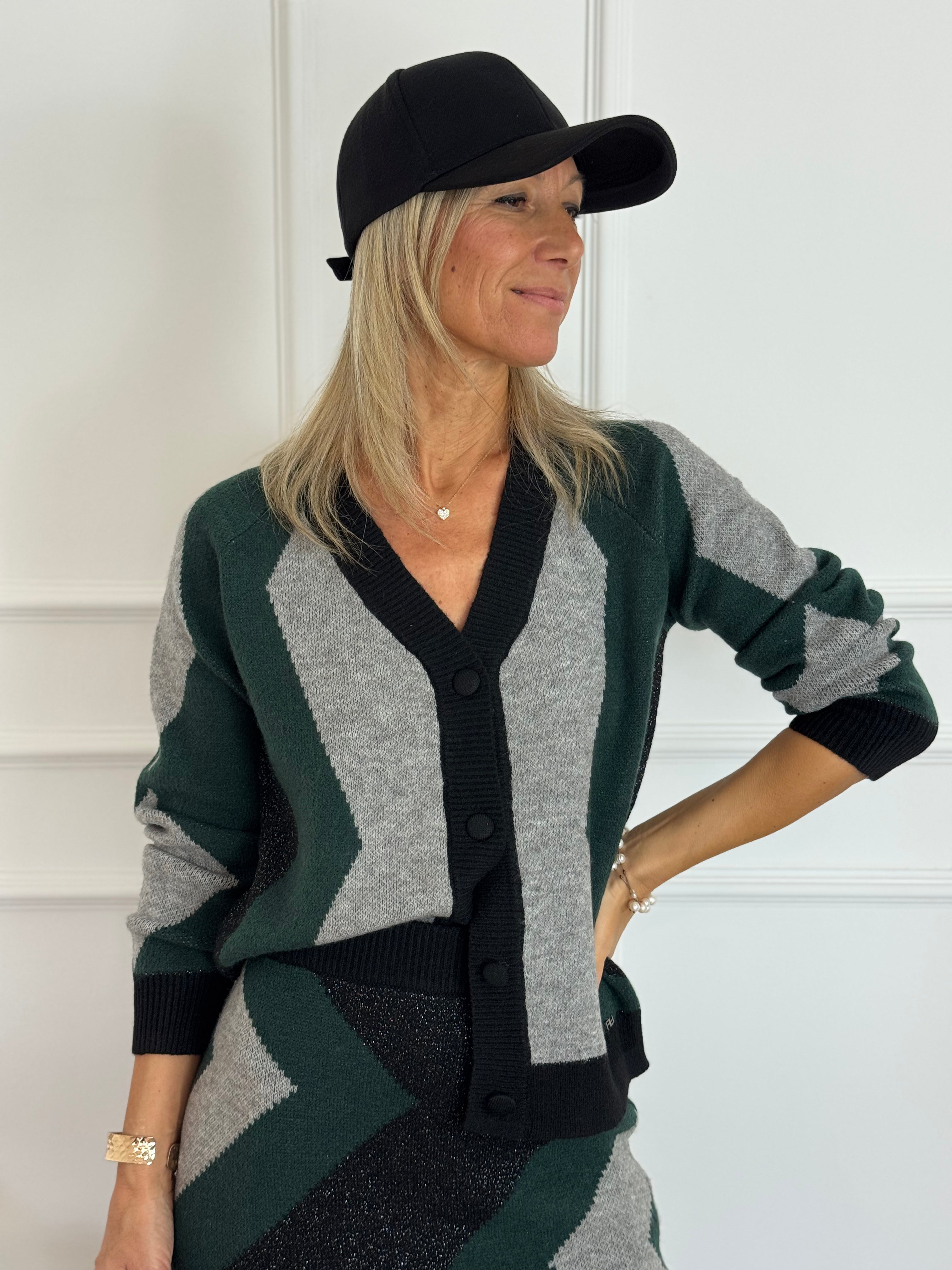 Cardigan in maglia jacquard artigli