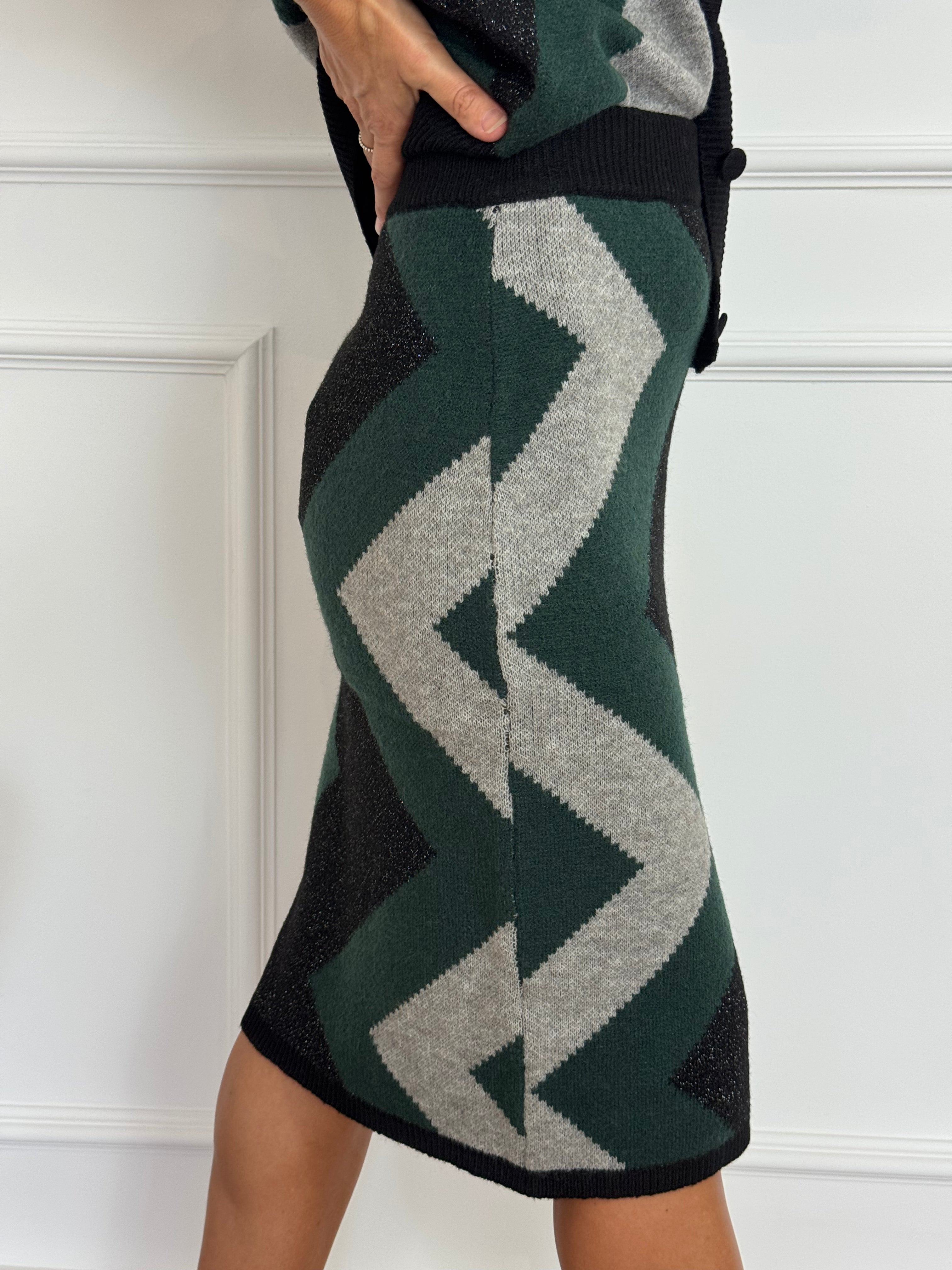 Gonna in maglia jacquard artigli