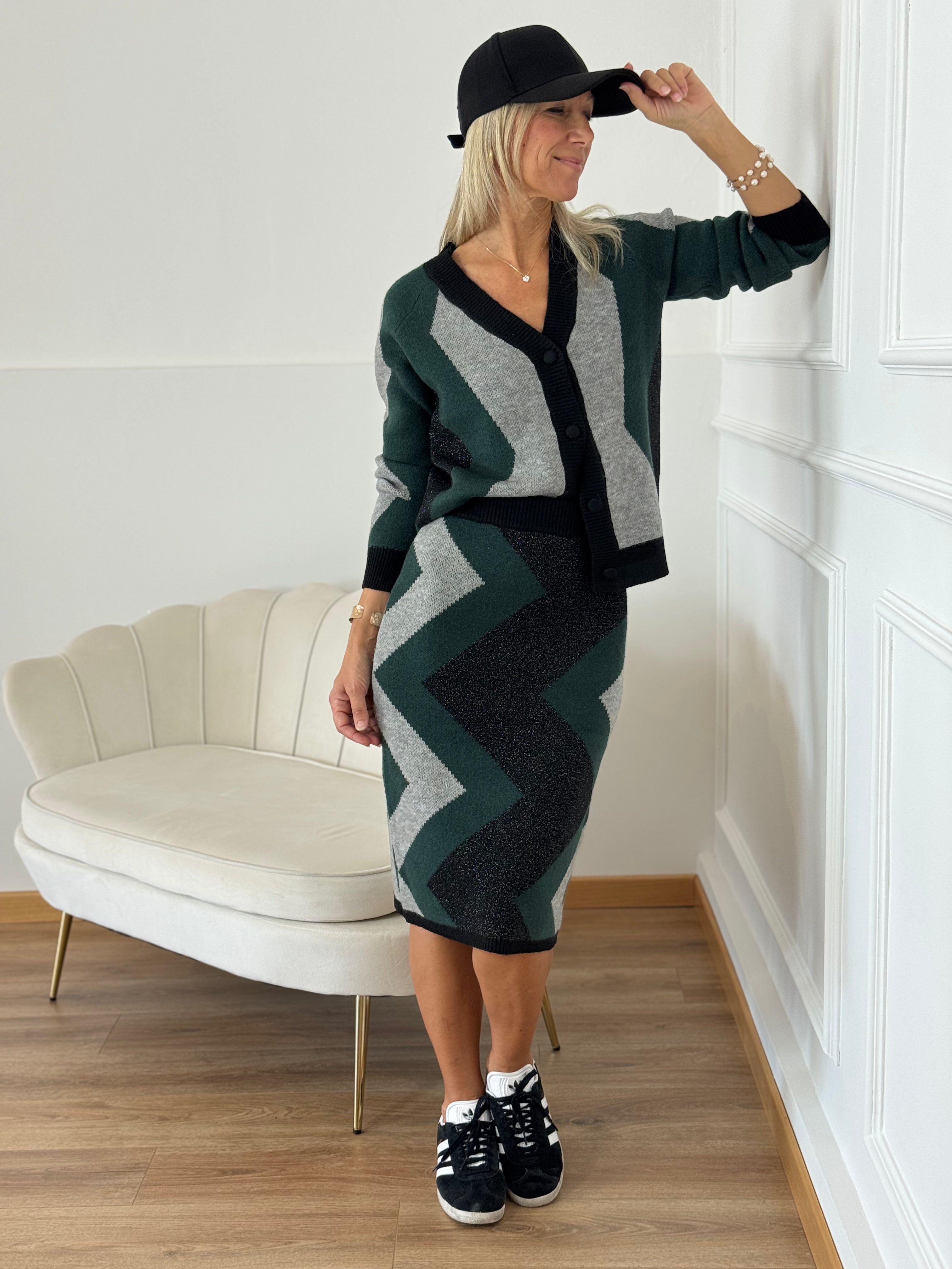 Gonna in maglia jacquard artigli