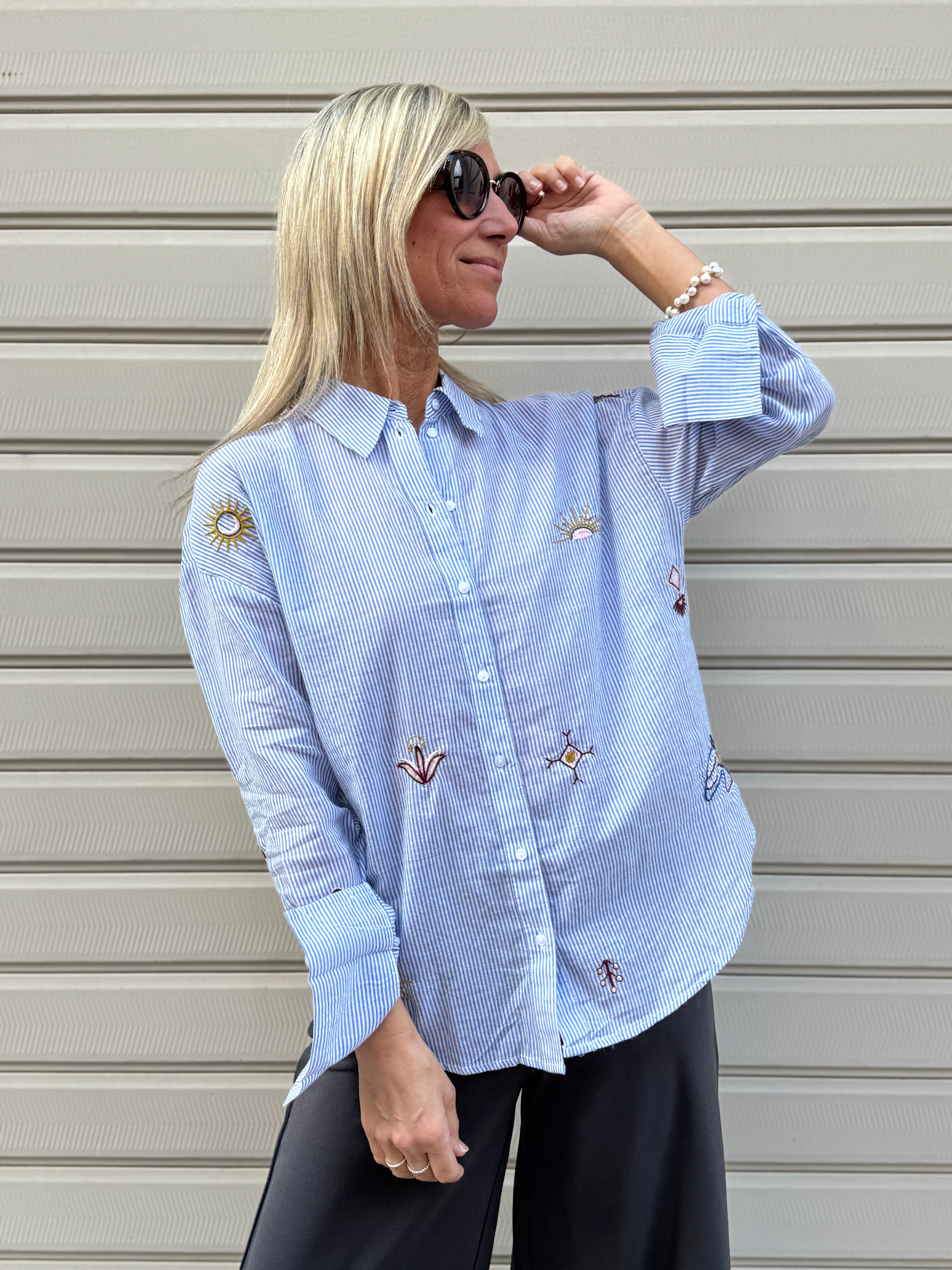 Camicia kimie righe ricami jdy