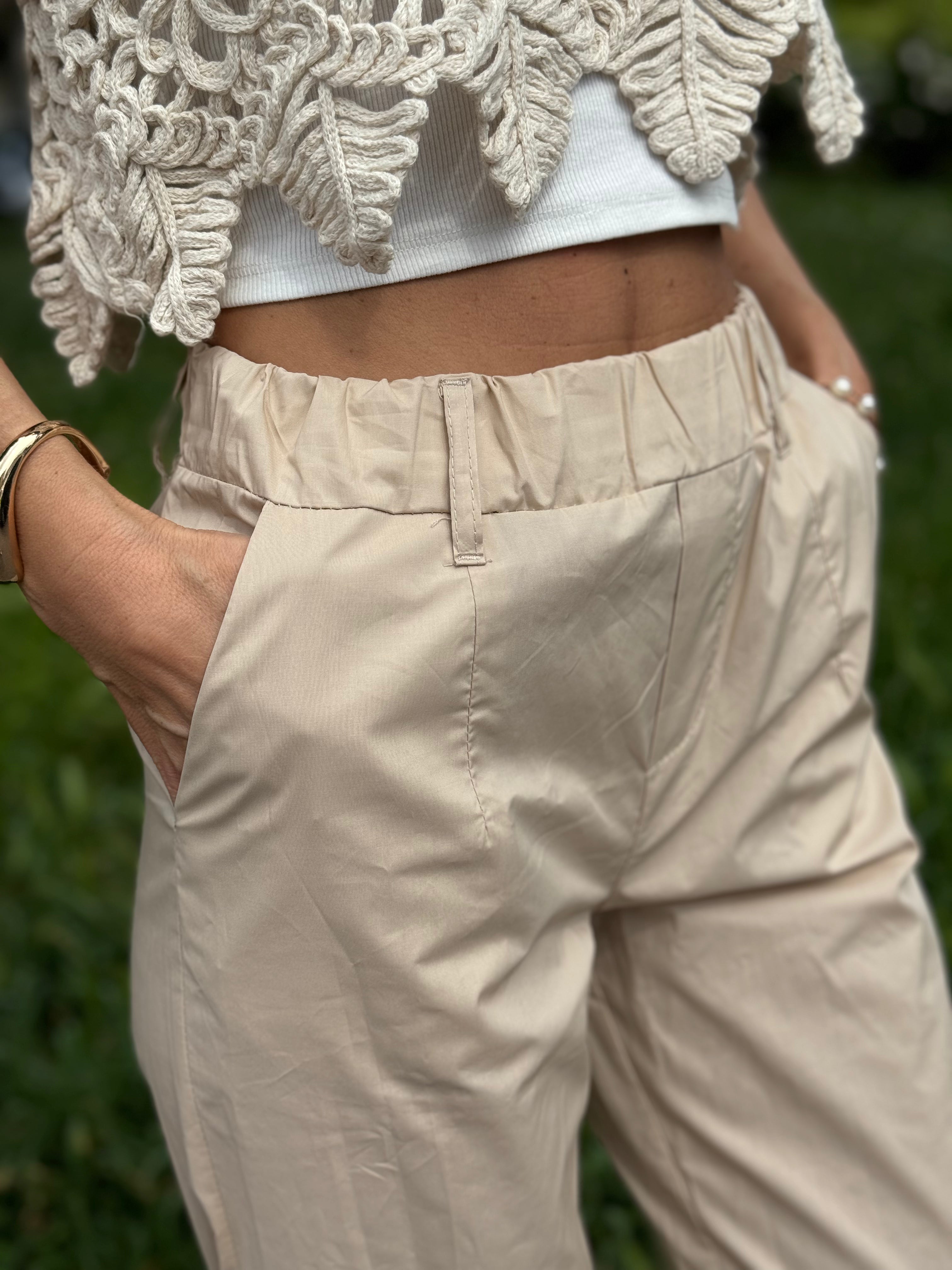 Pantalone Cotone Con Elastico