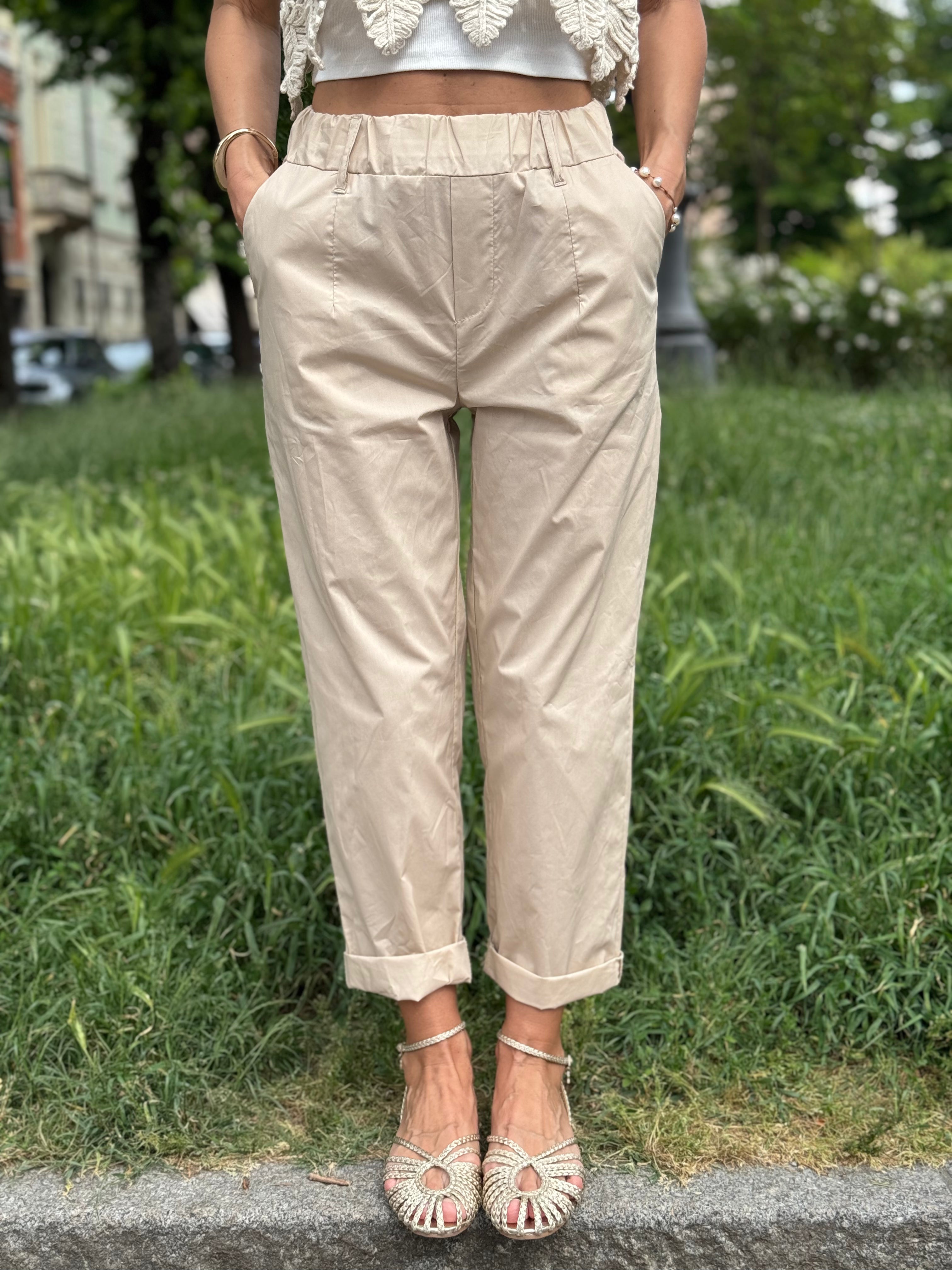 Pantalone Cotone Con Elastico