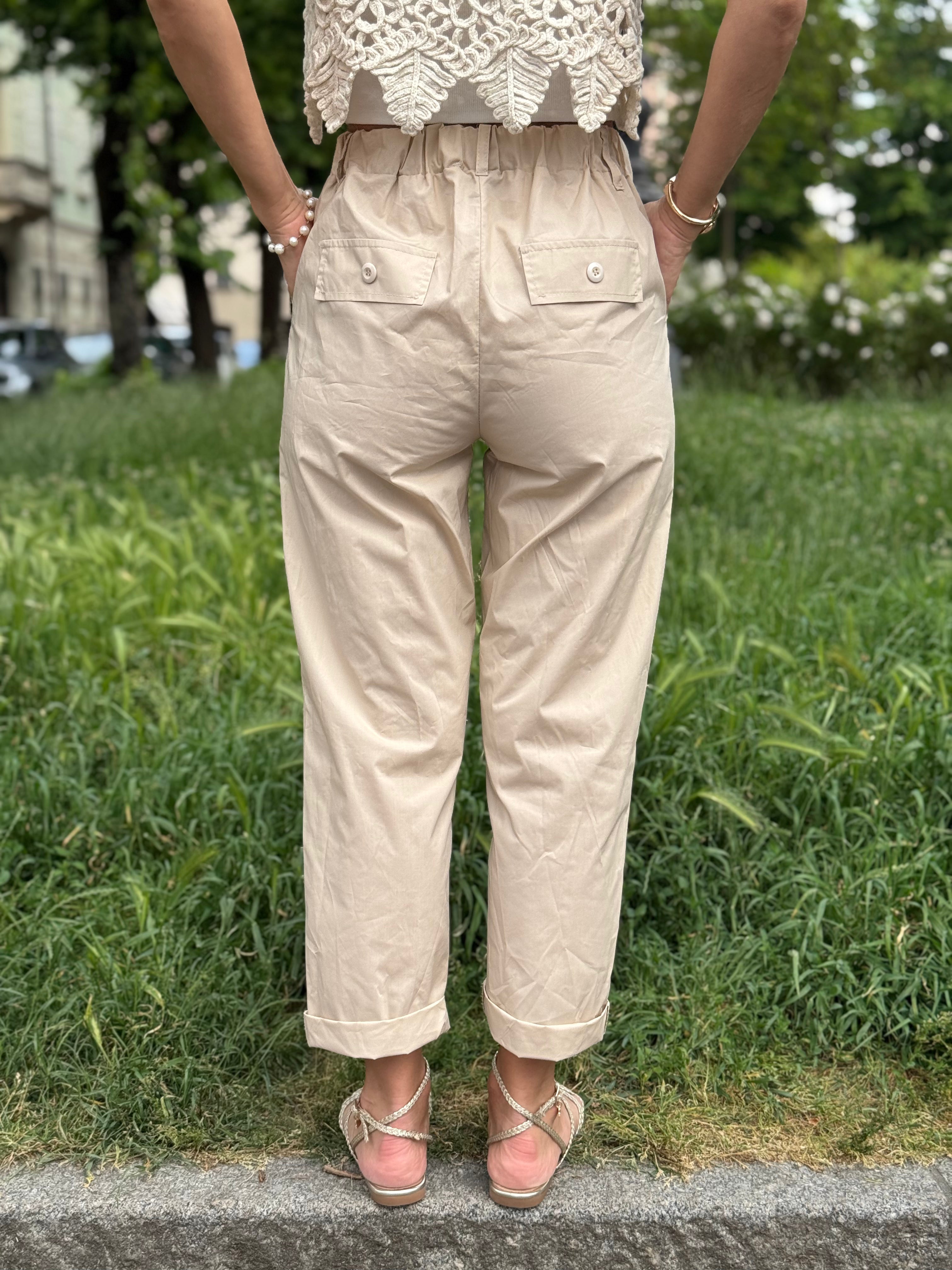 Pantalone Cotone Con Elastico