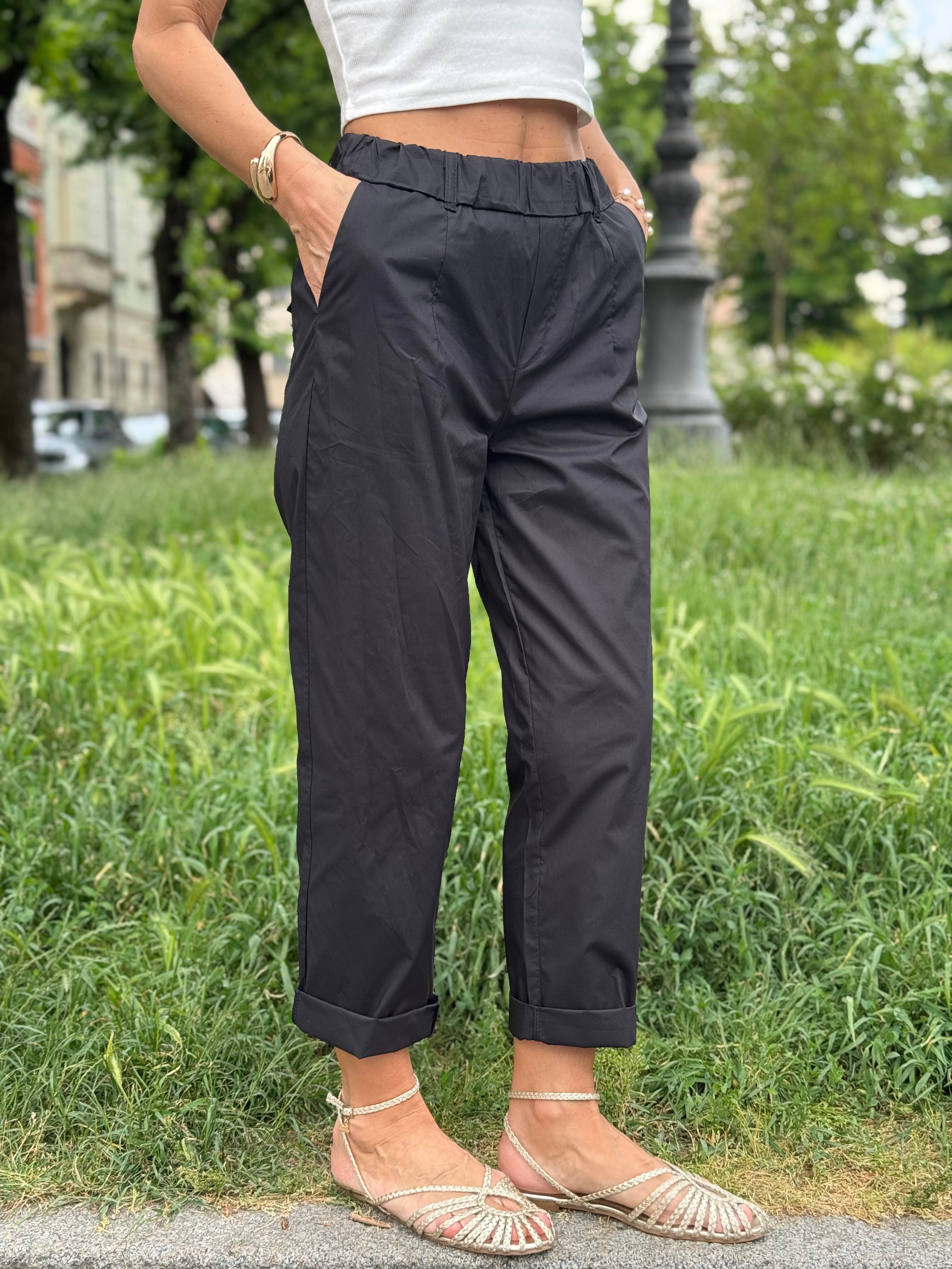 Pantalone Cotone Con Elastico