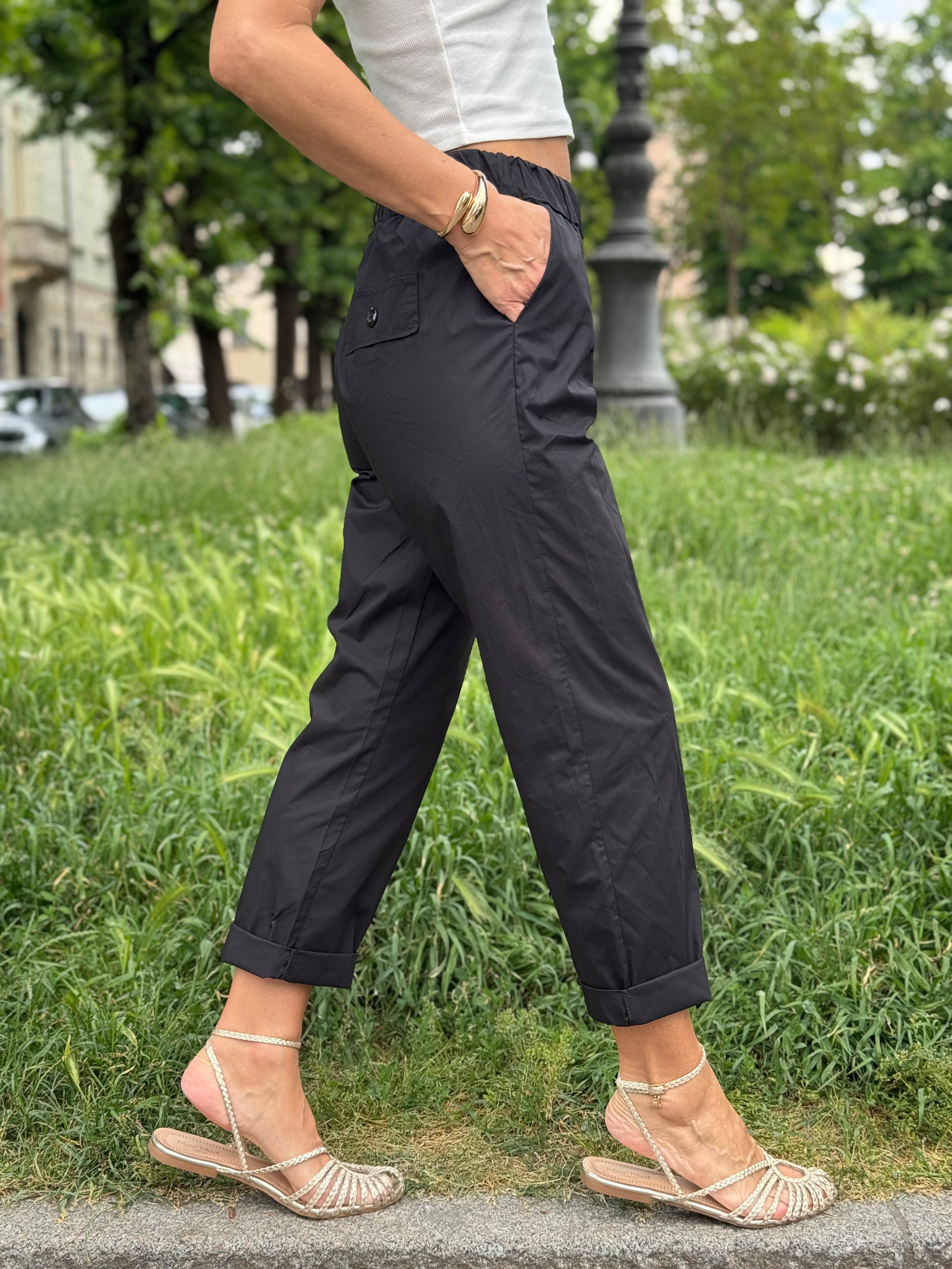 Pantalone Cotone Con Elastico