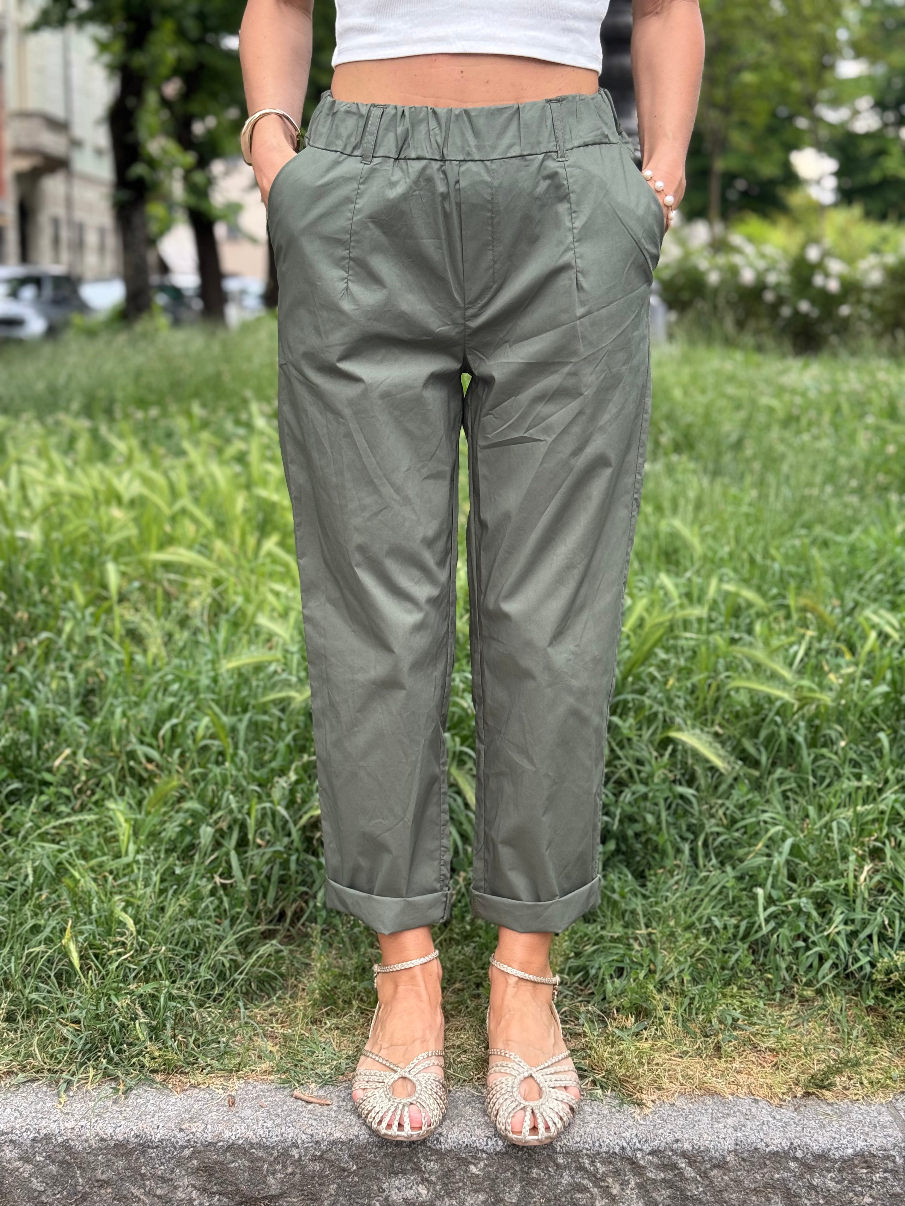 Pantalone Cotone Con Elastico