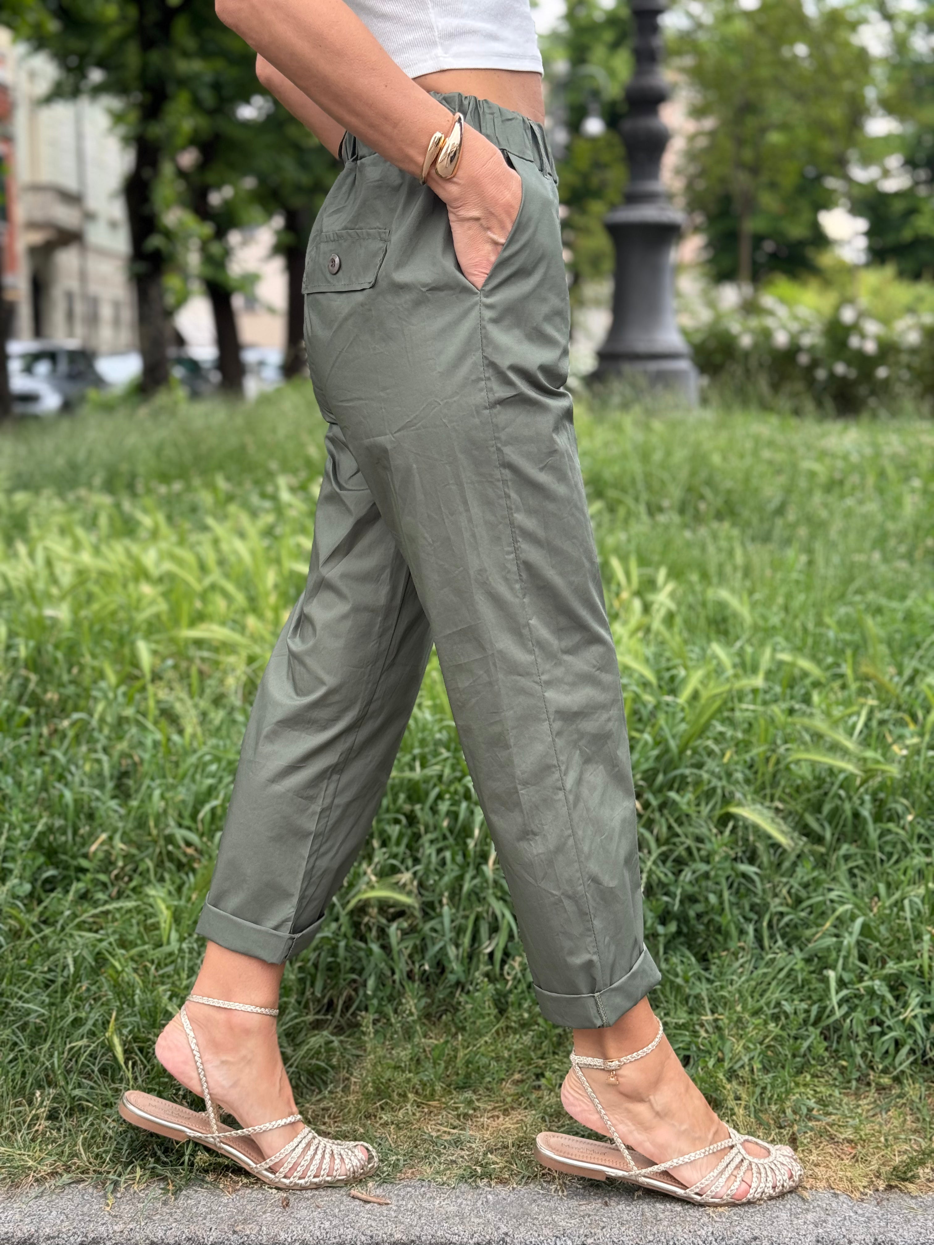 Pantalone Cotone Con Elastico