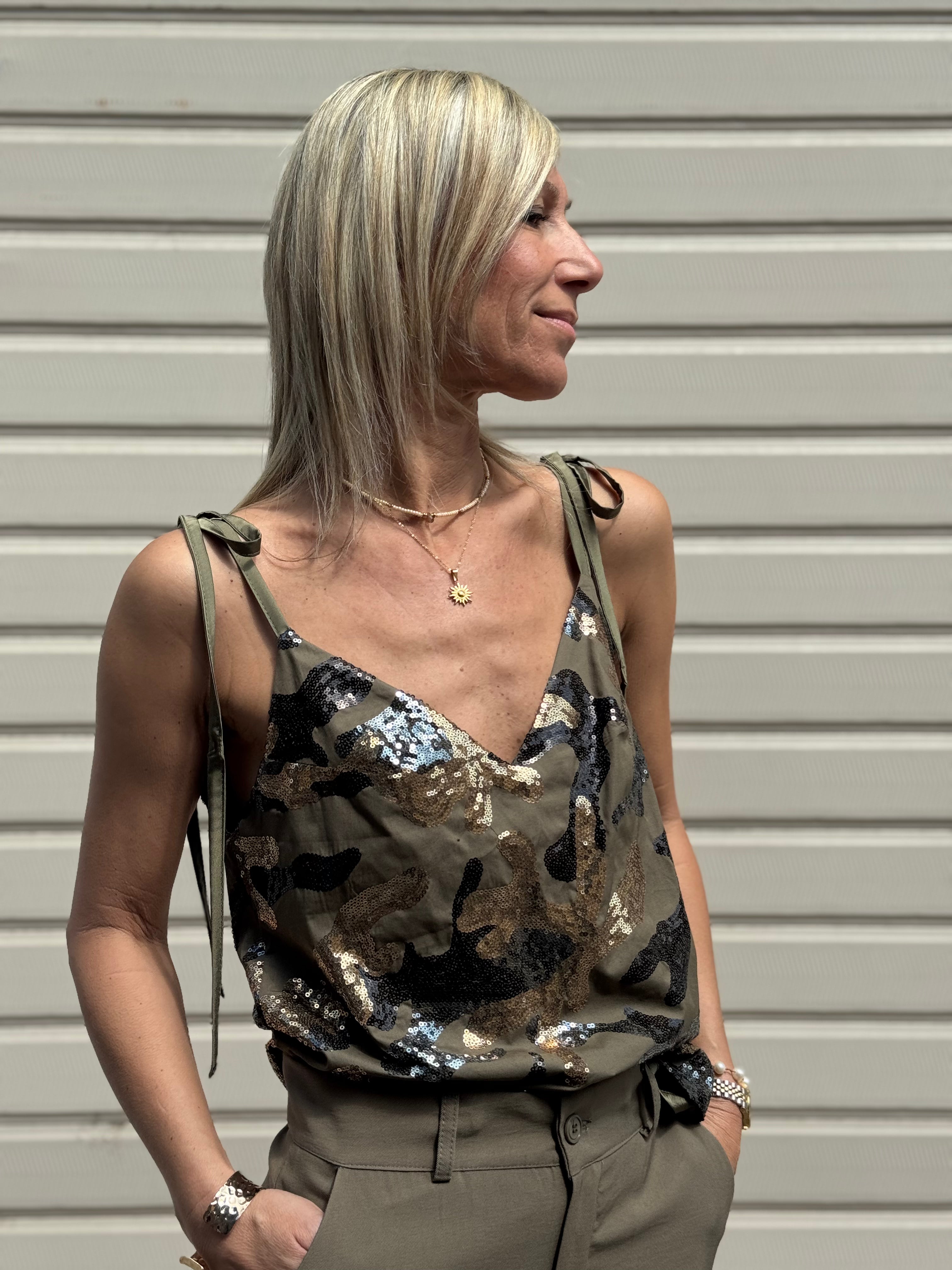 Top Camouflage Paillettes