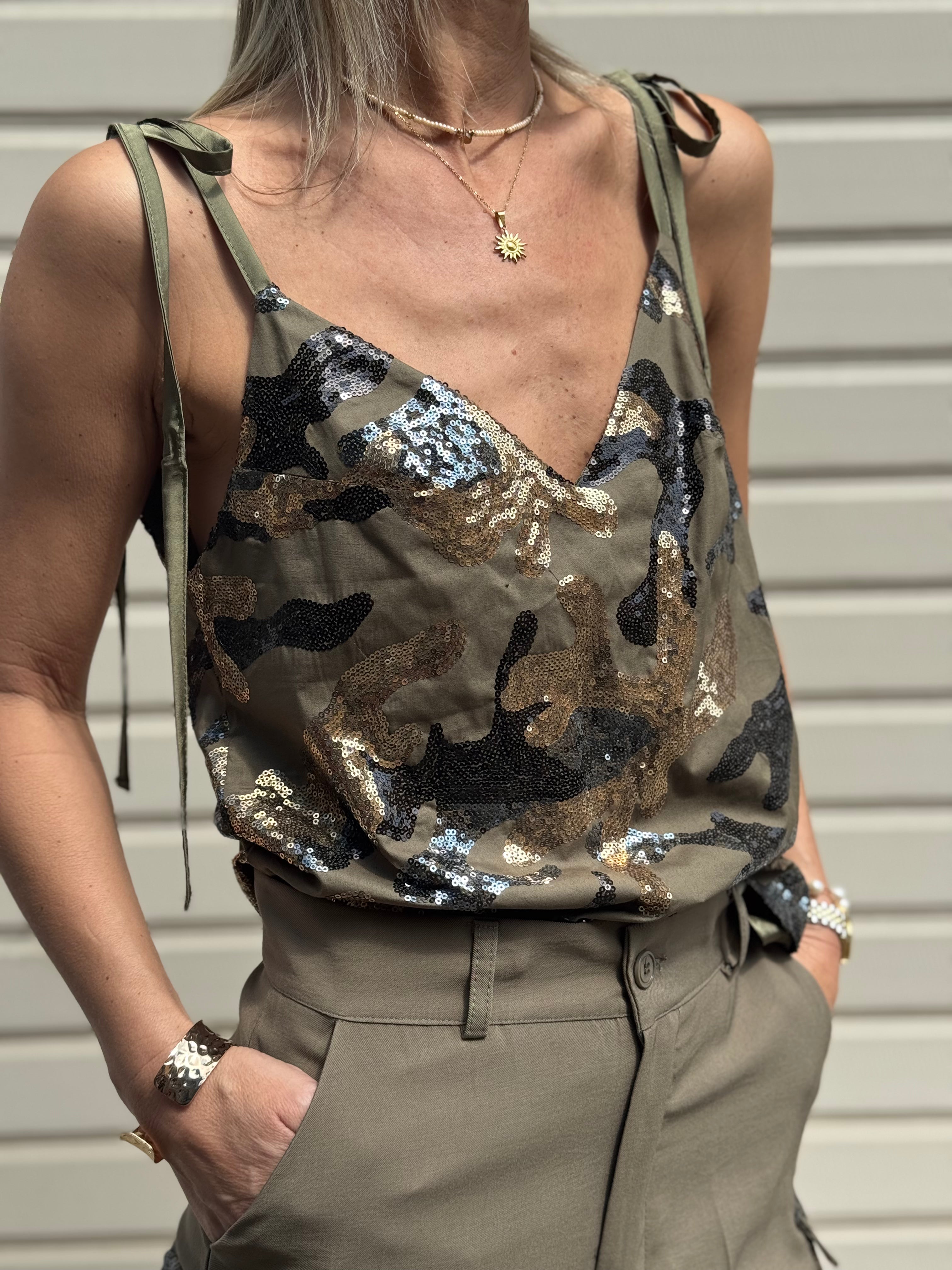 Top Camouflage Paillettes