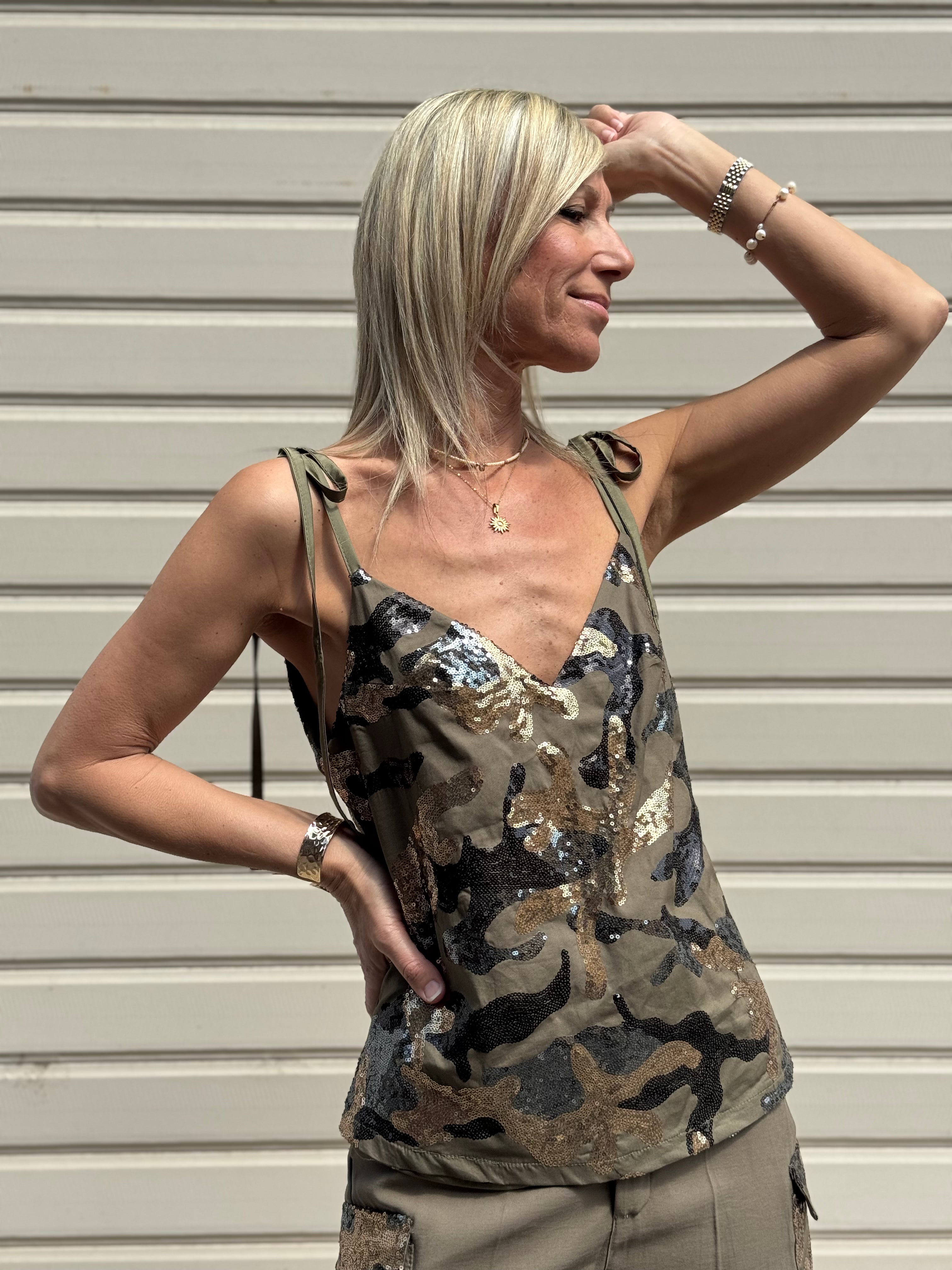 Top Camouflage Paillettes