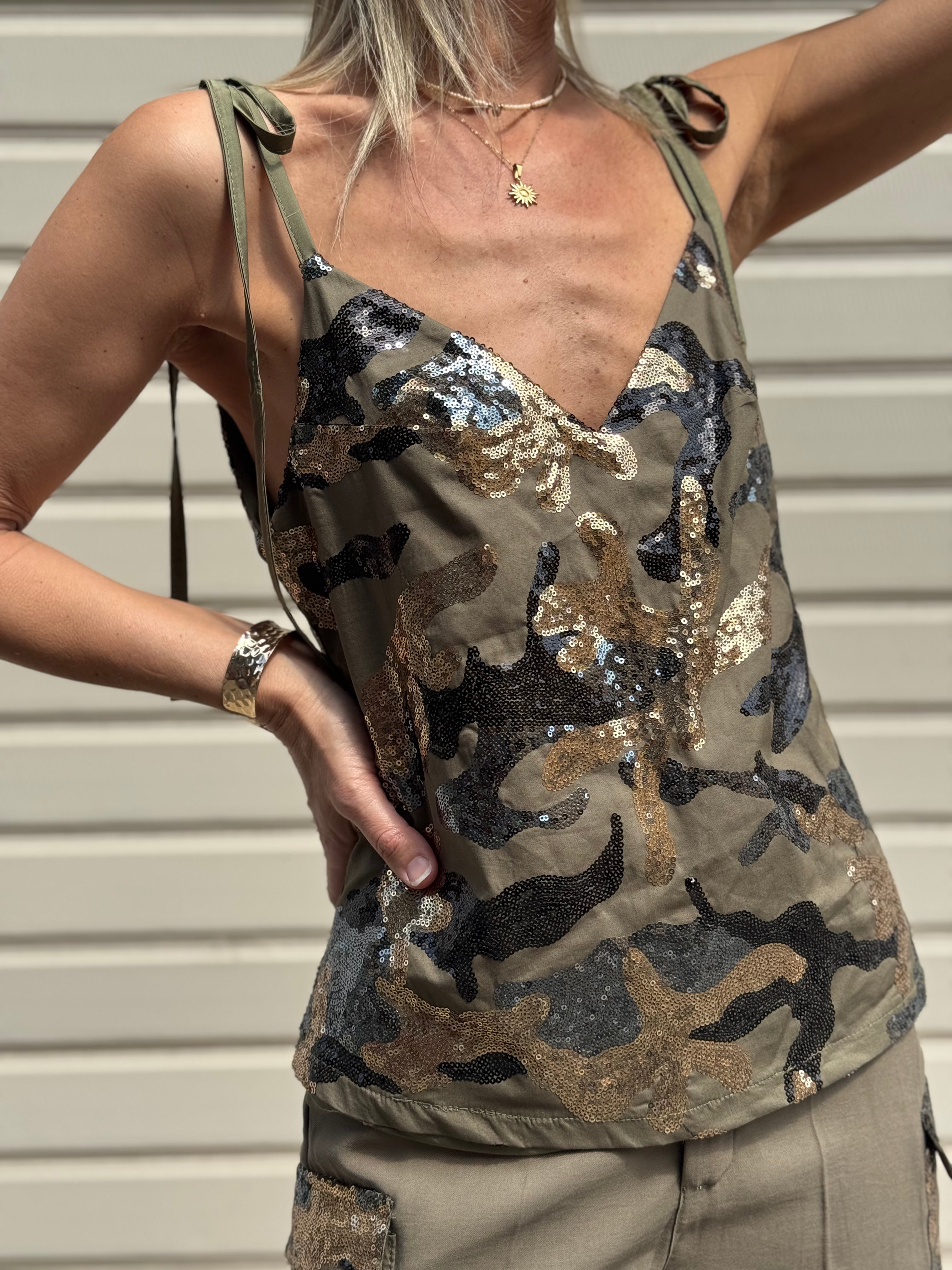 Top Camouflage Paillettes