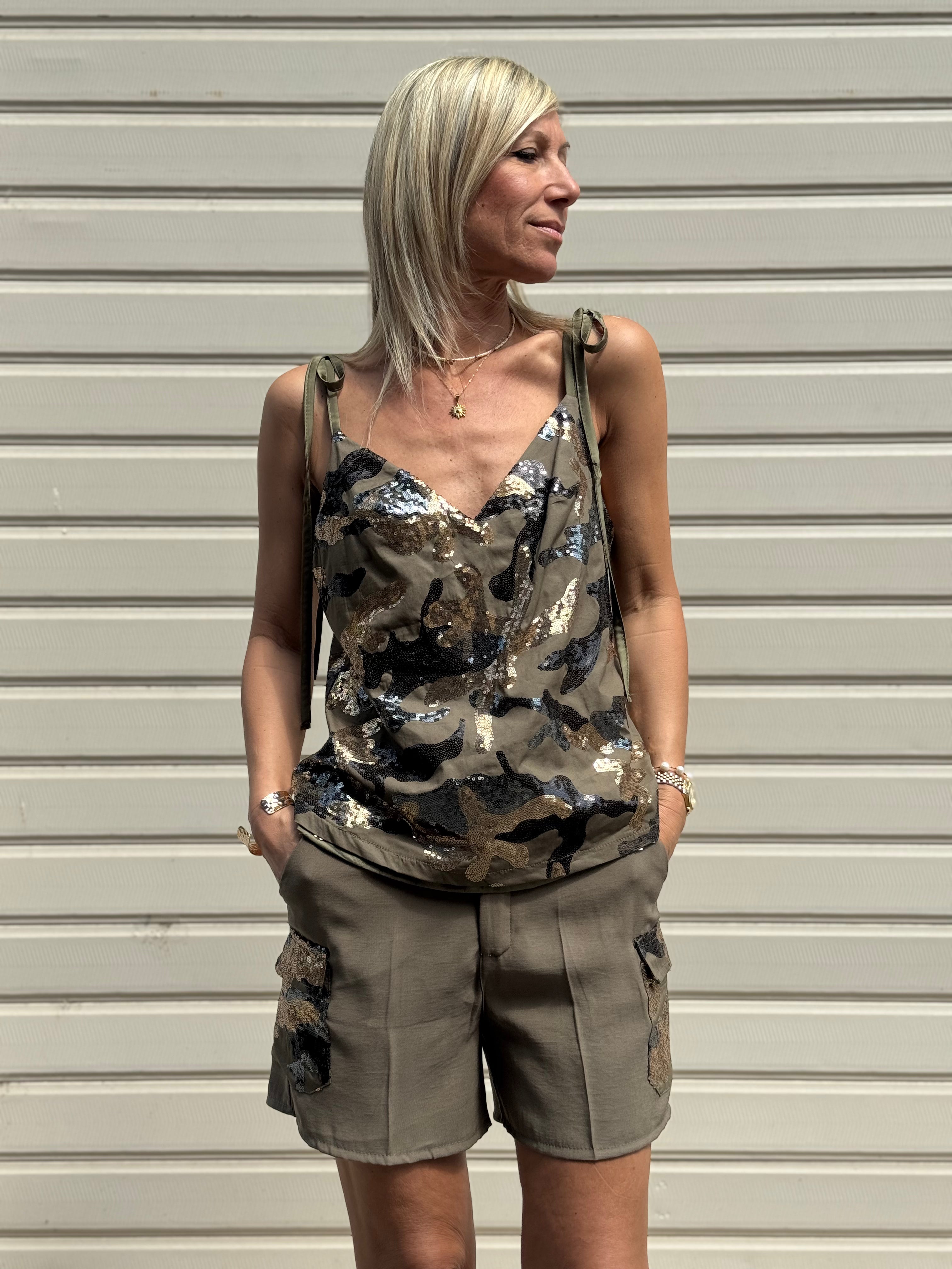 Top Camouflage Paillettes