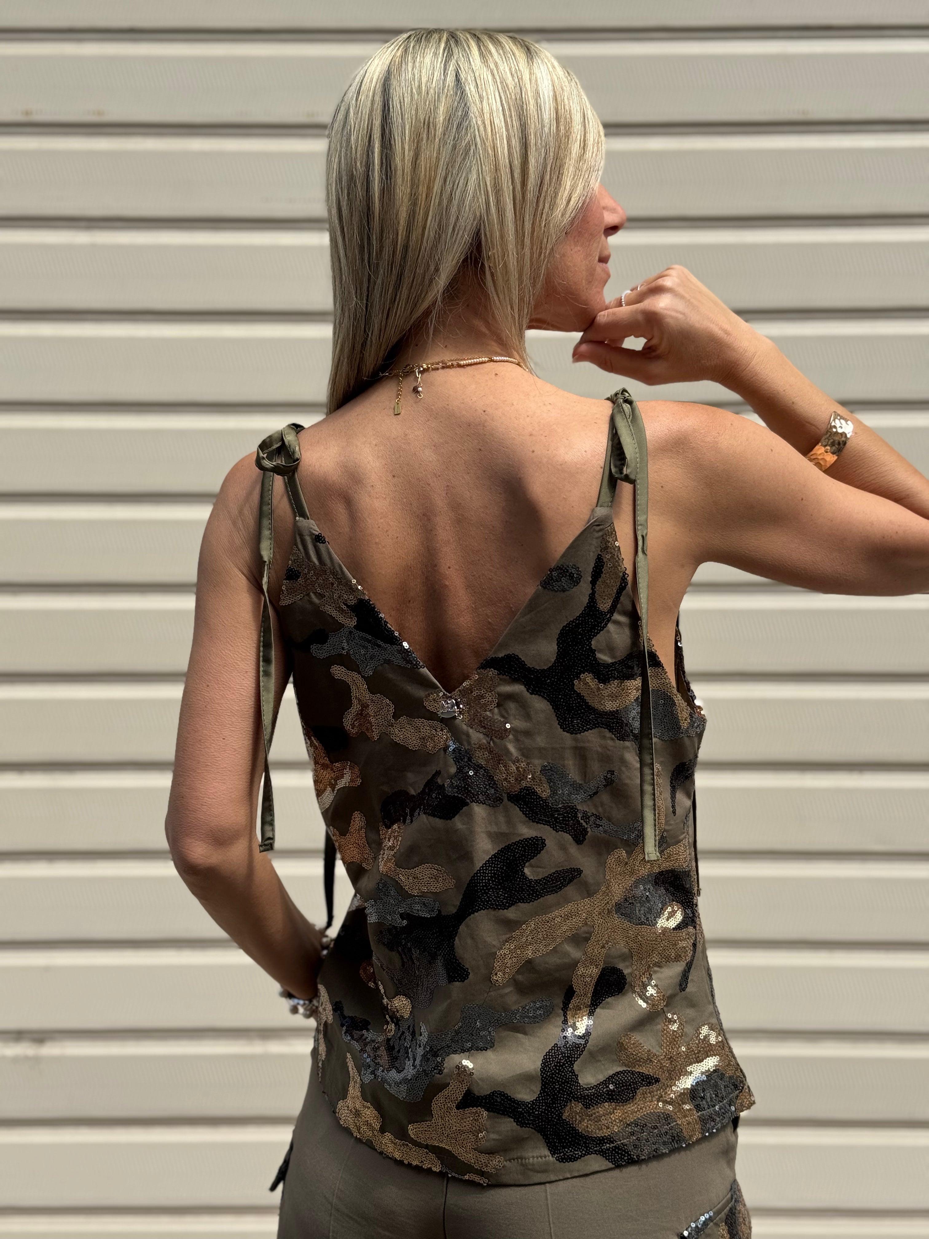 Top Camouflage Paillettes