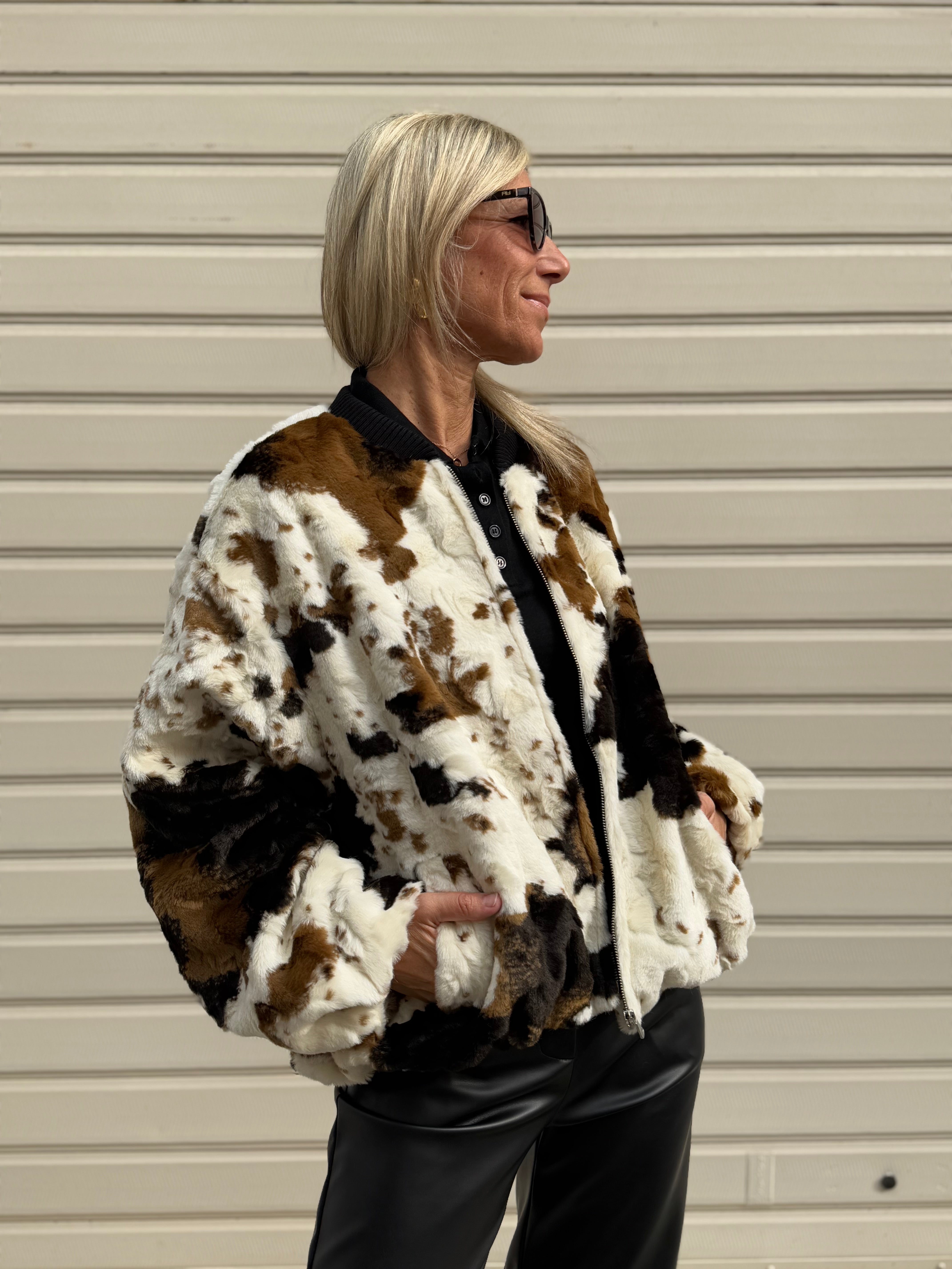 Bomber muccato ecopelliccia