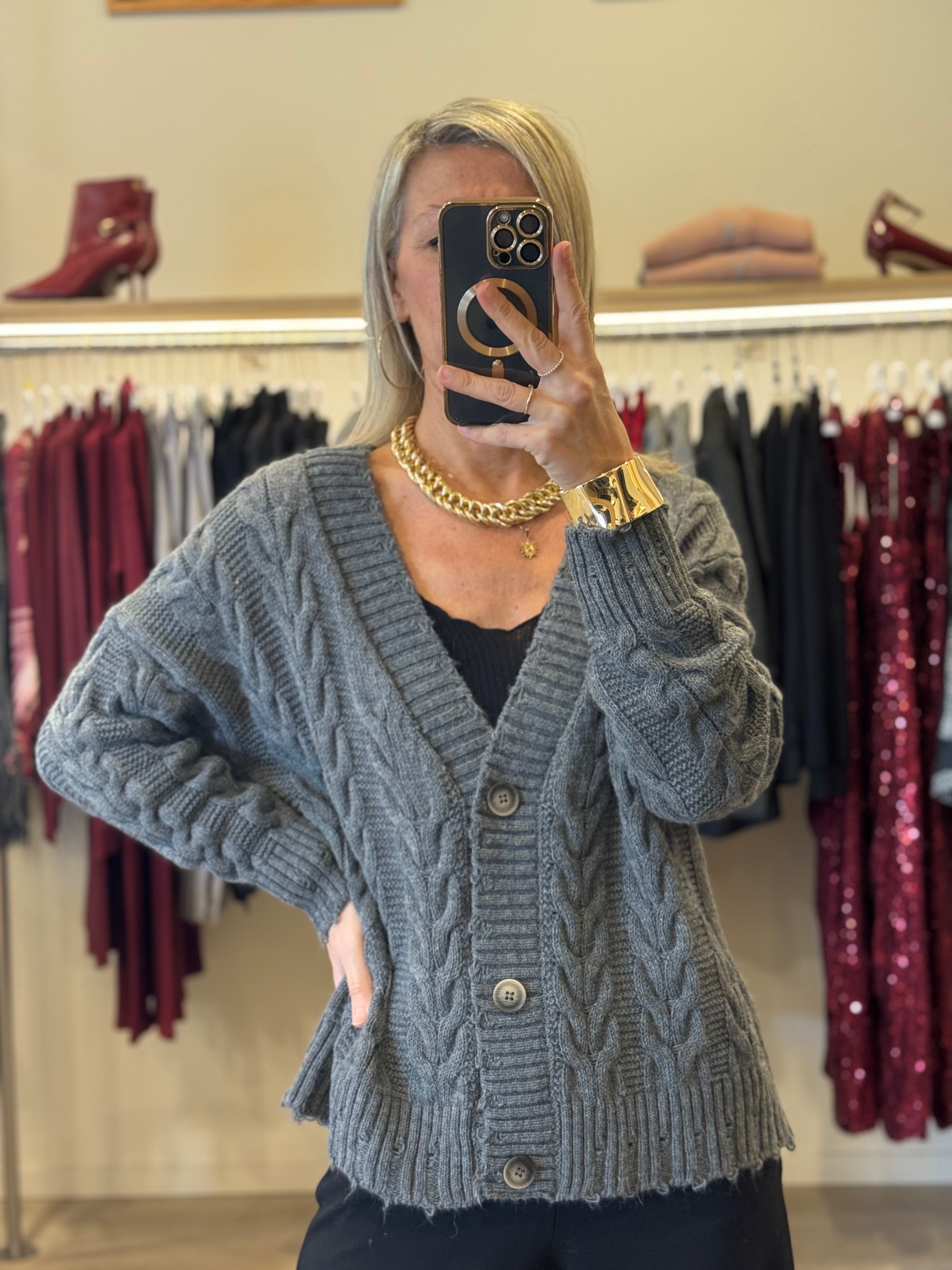 Maxi cardigan trecce