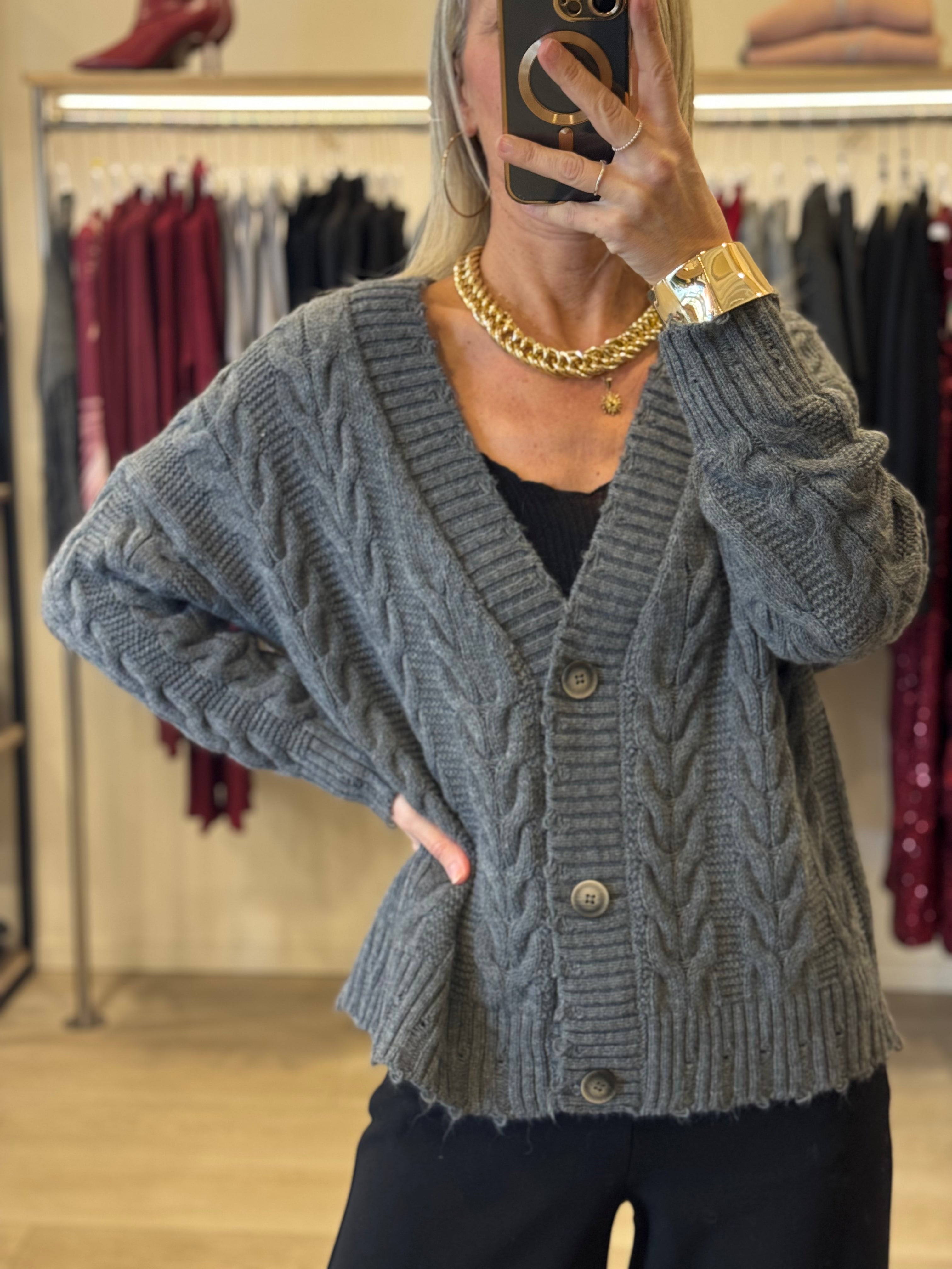 Maxi cardigan trecce