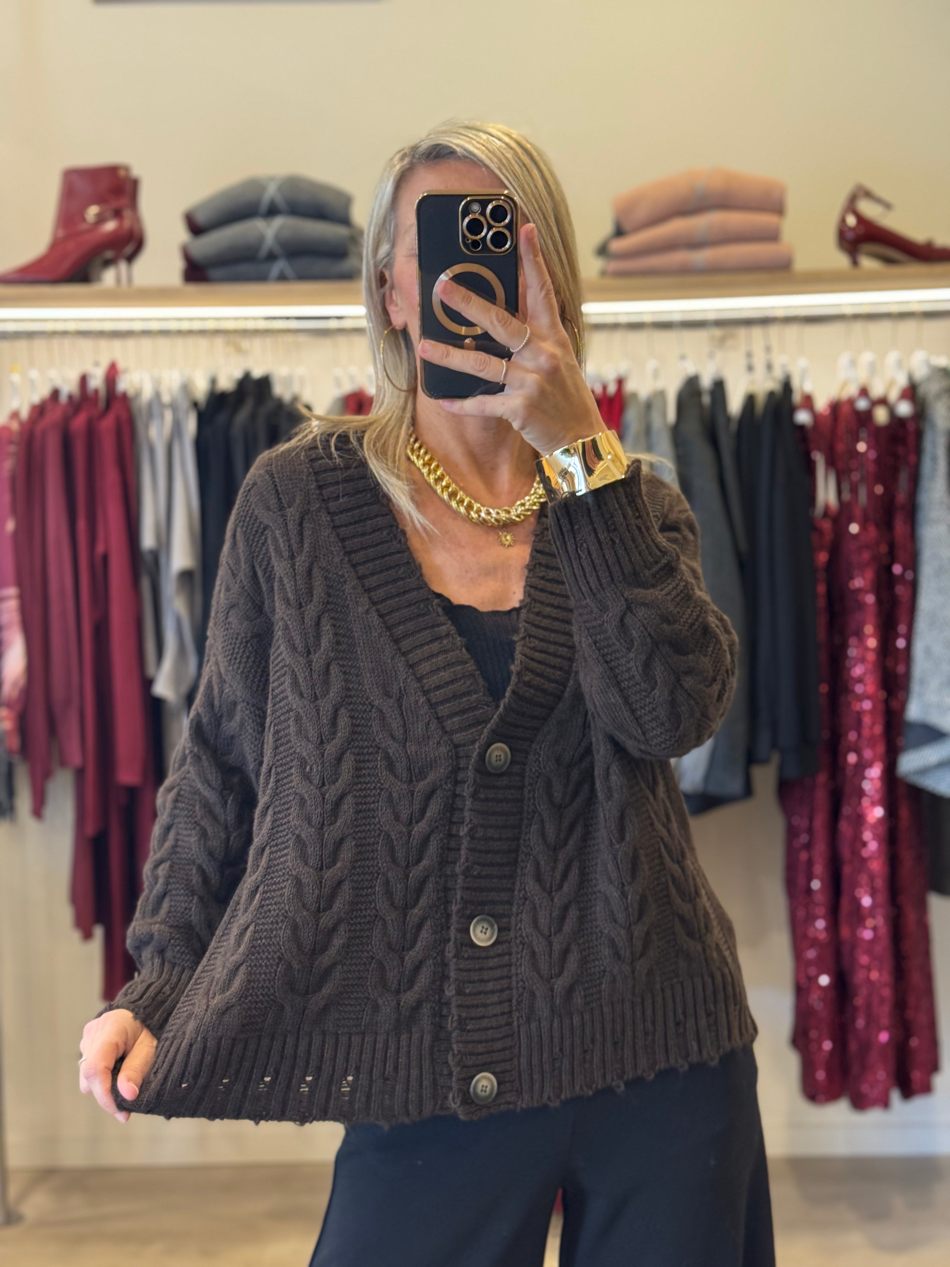 Maxi cardigan trecce
