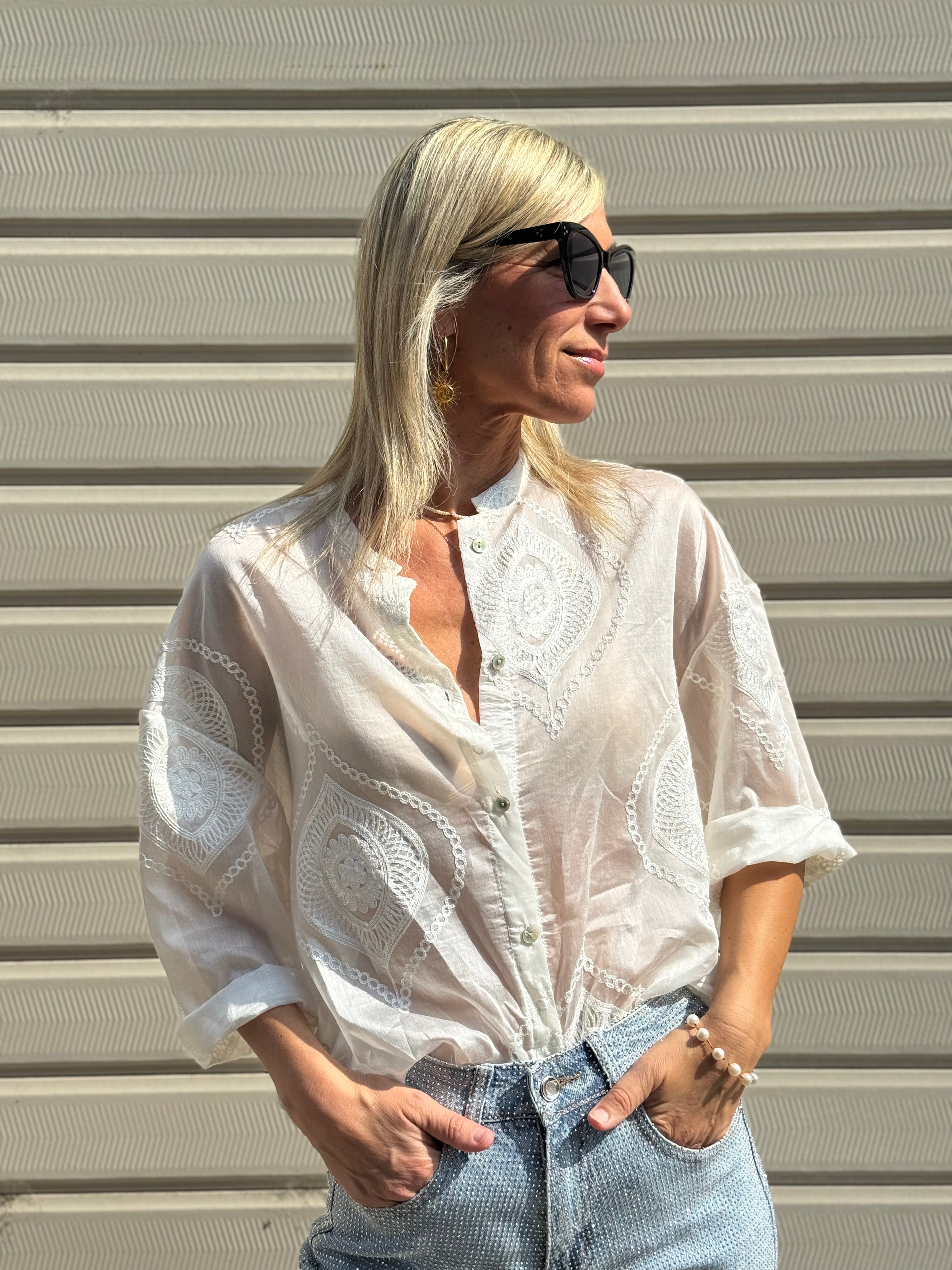 Camicia Ricami Lyocell