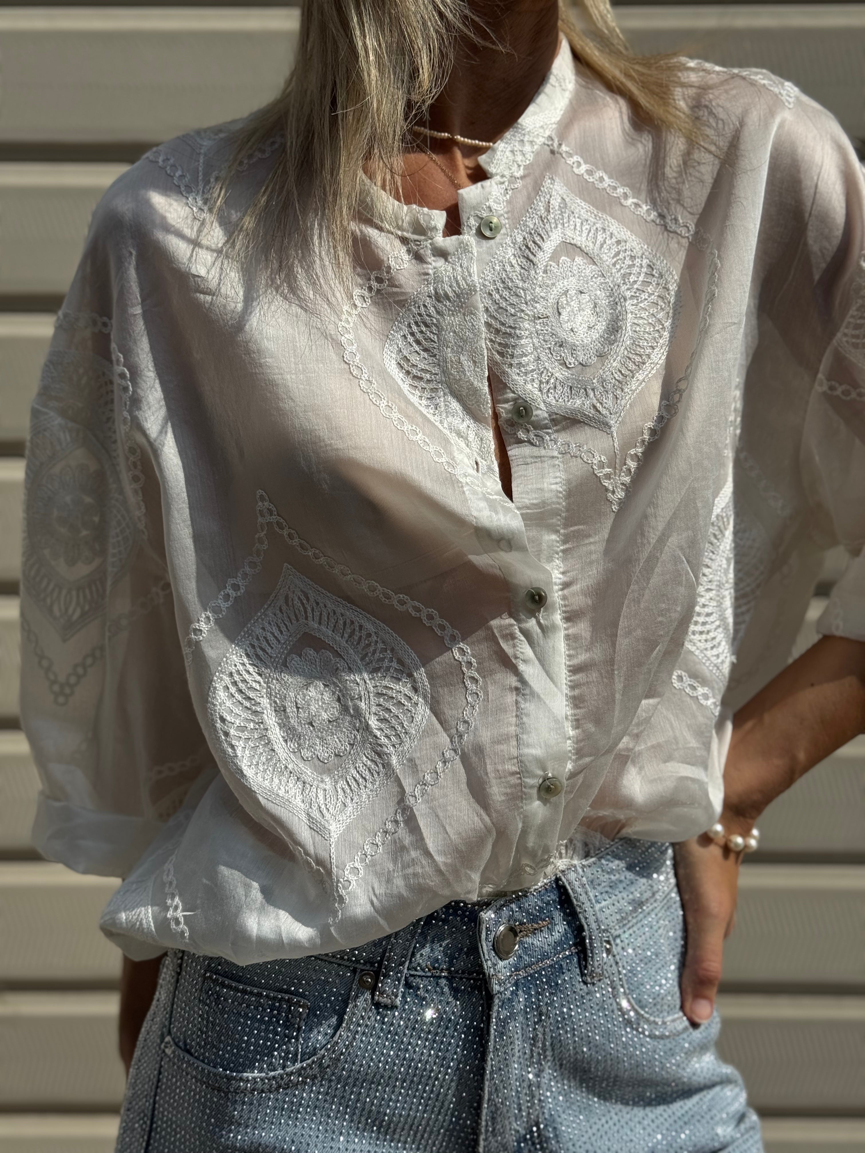 Camicia Ricami Lyocell
