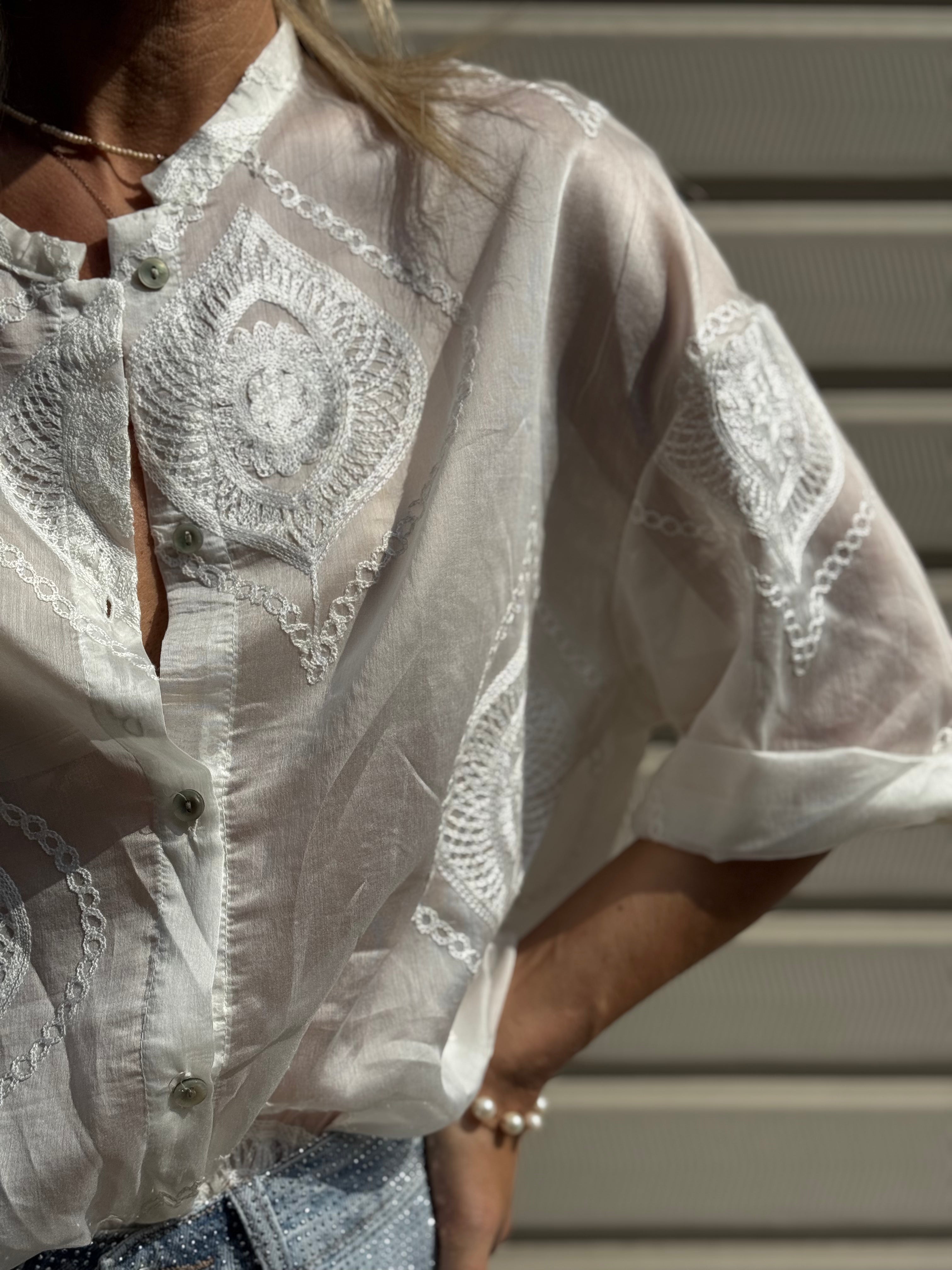 Camicia Ricami Lyocell