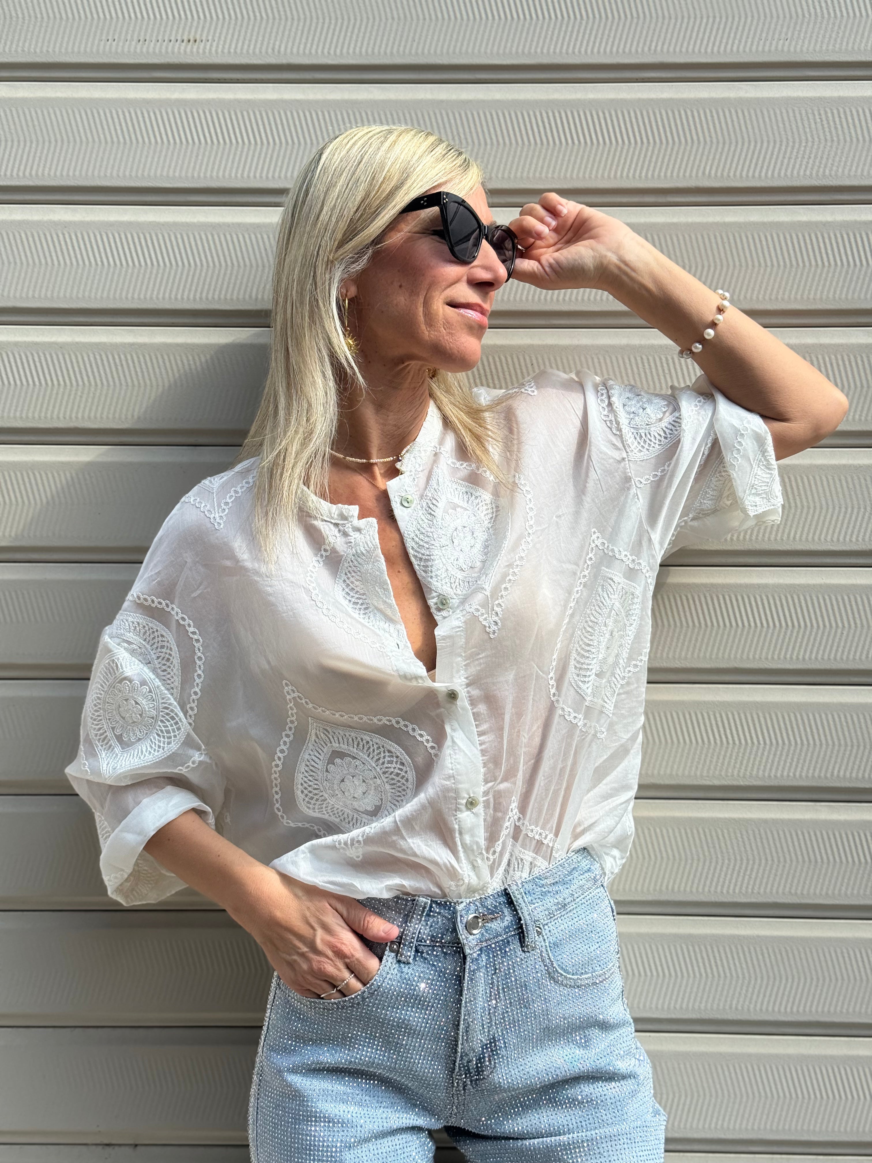 Camicia Ricami Lyocell