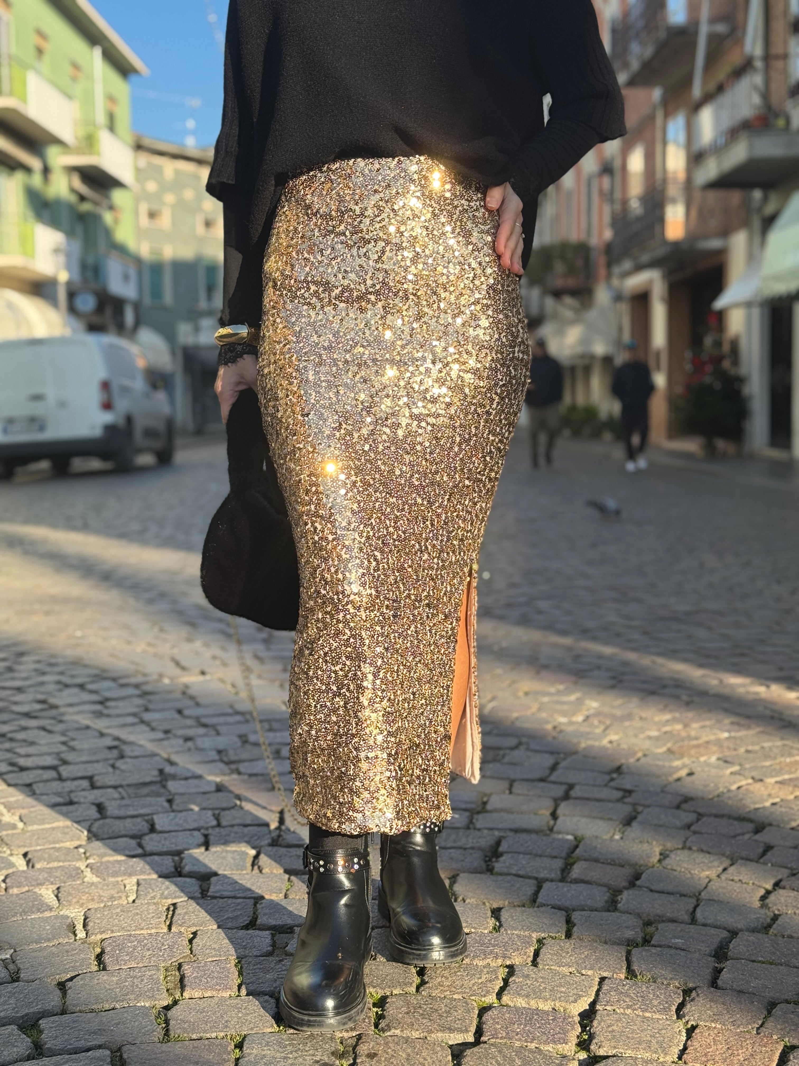 Gonna paillettes spacco