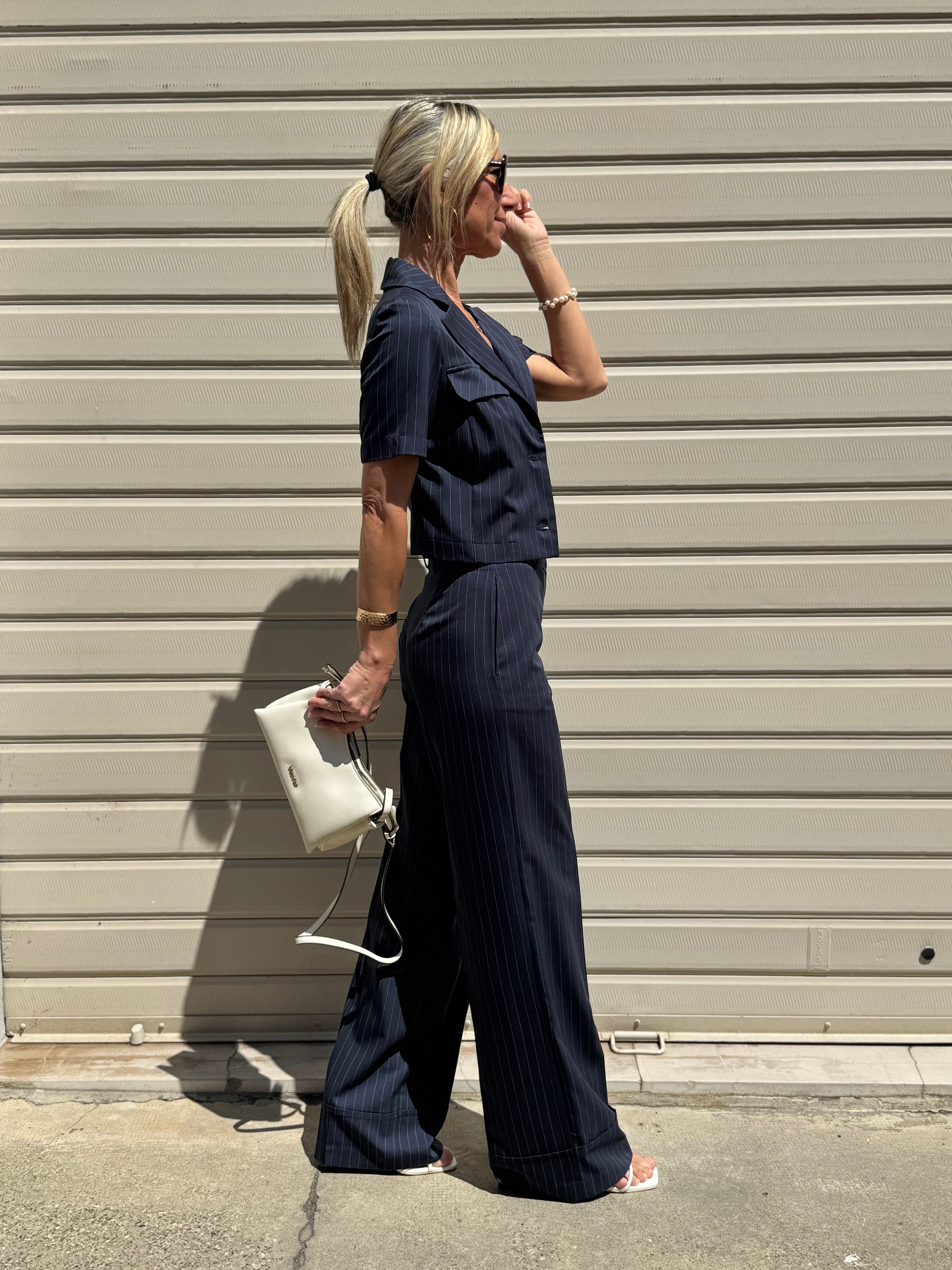 Pantalone palazzo gessato mimì