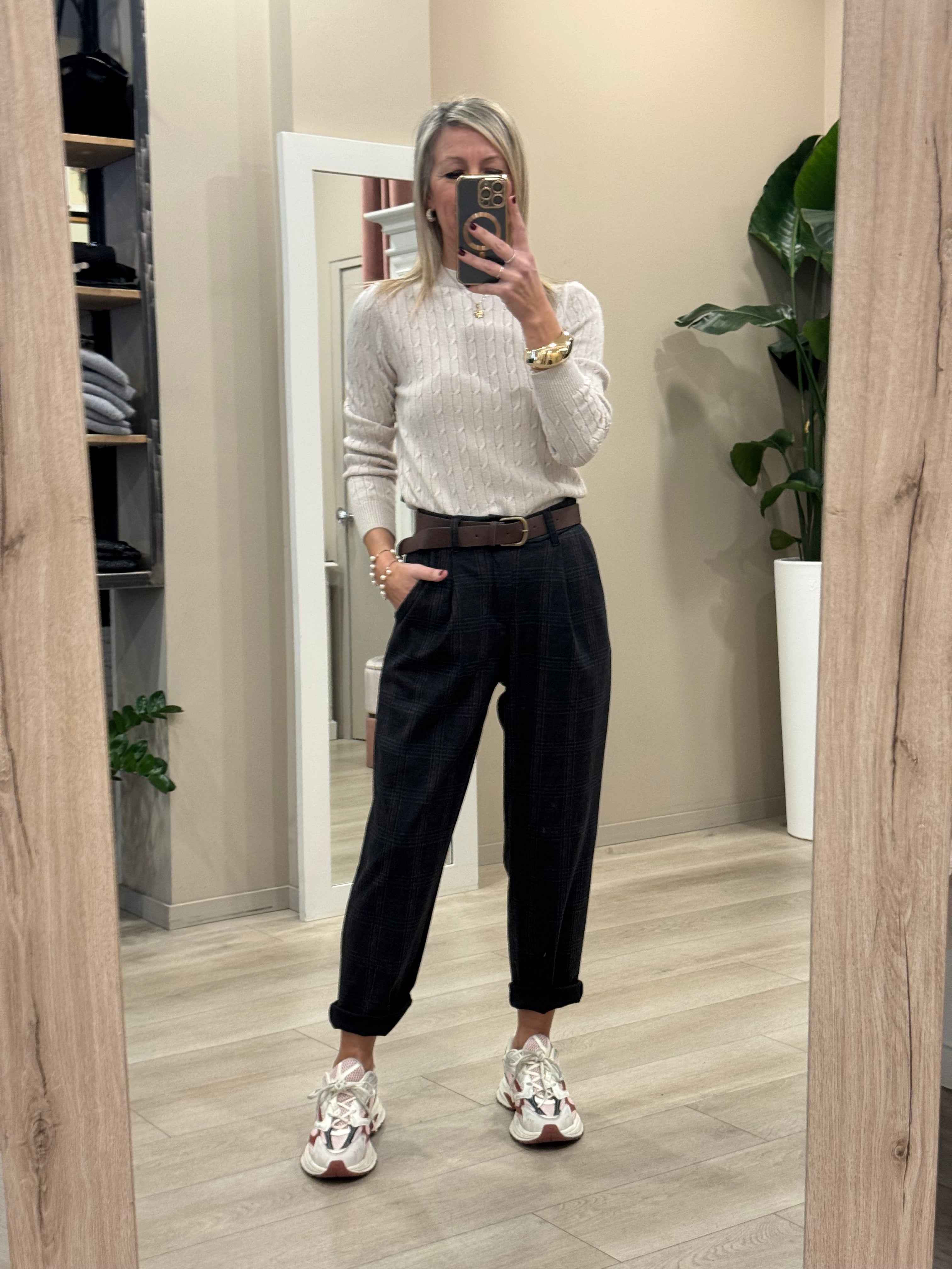 Pantalone baggy check