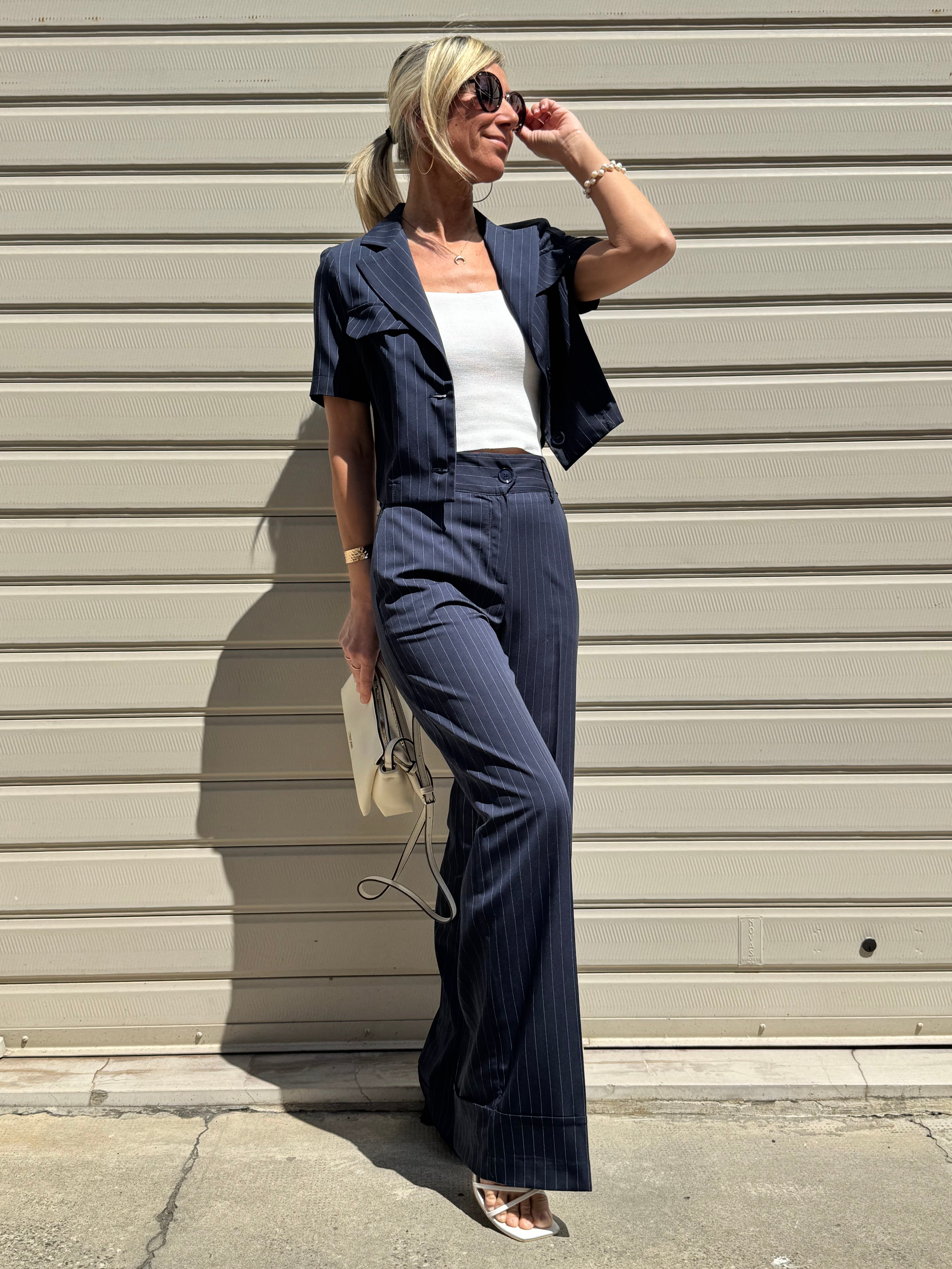 Pantalone palazzo gessato mimì