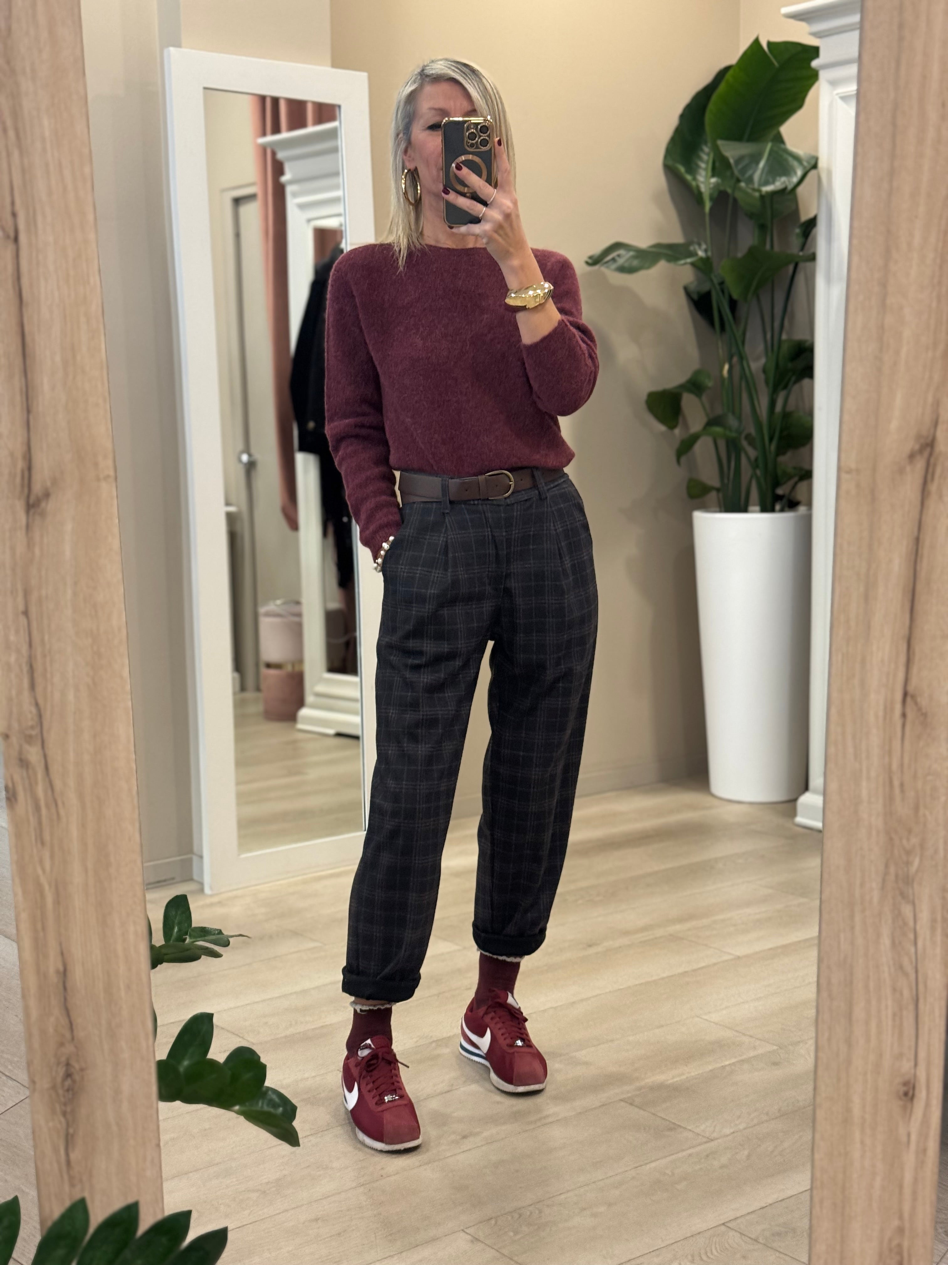 Pantalone baggy check