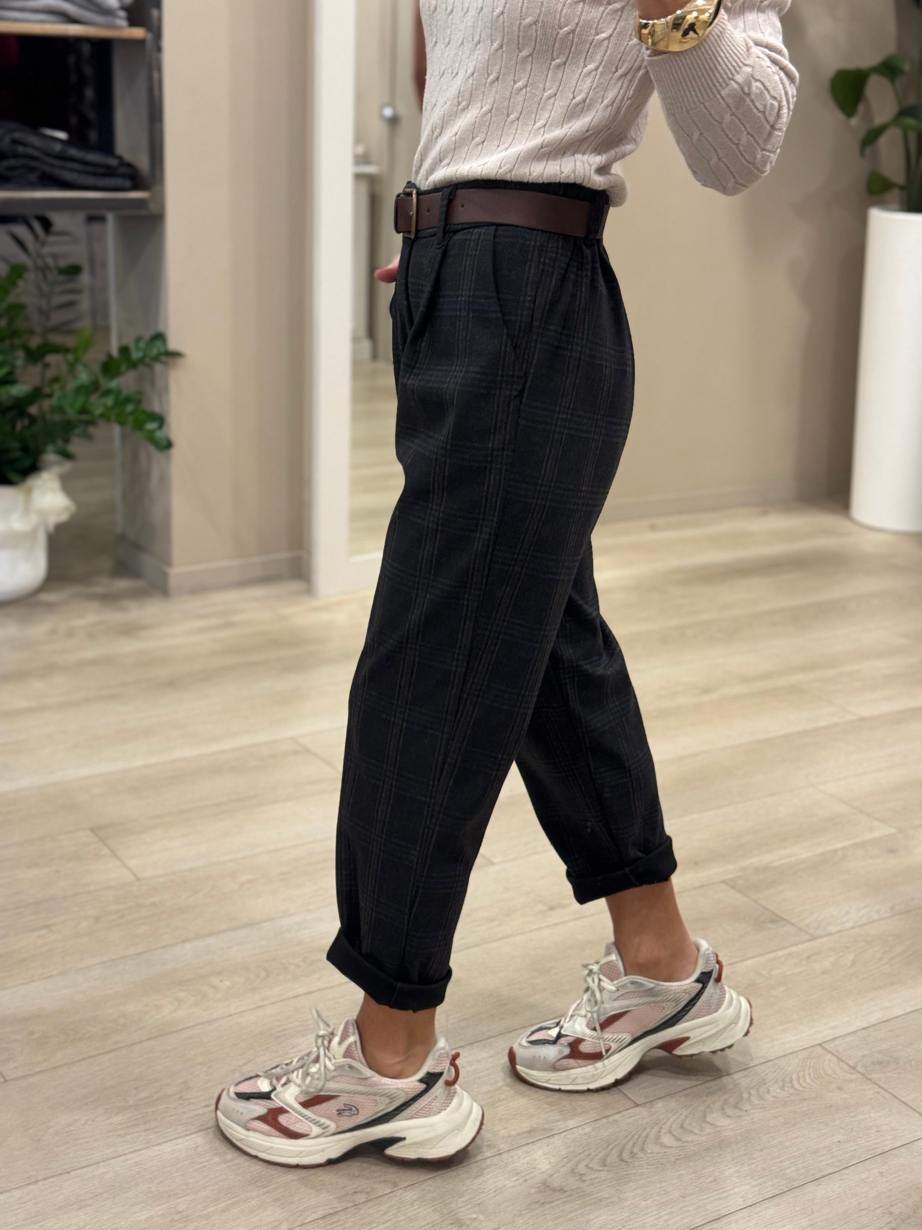 Pantalone baggy check