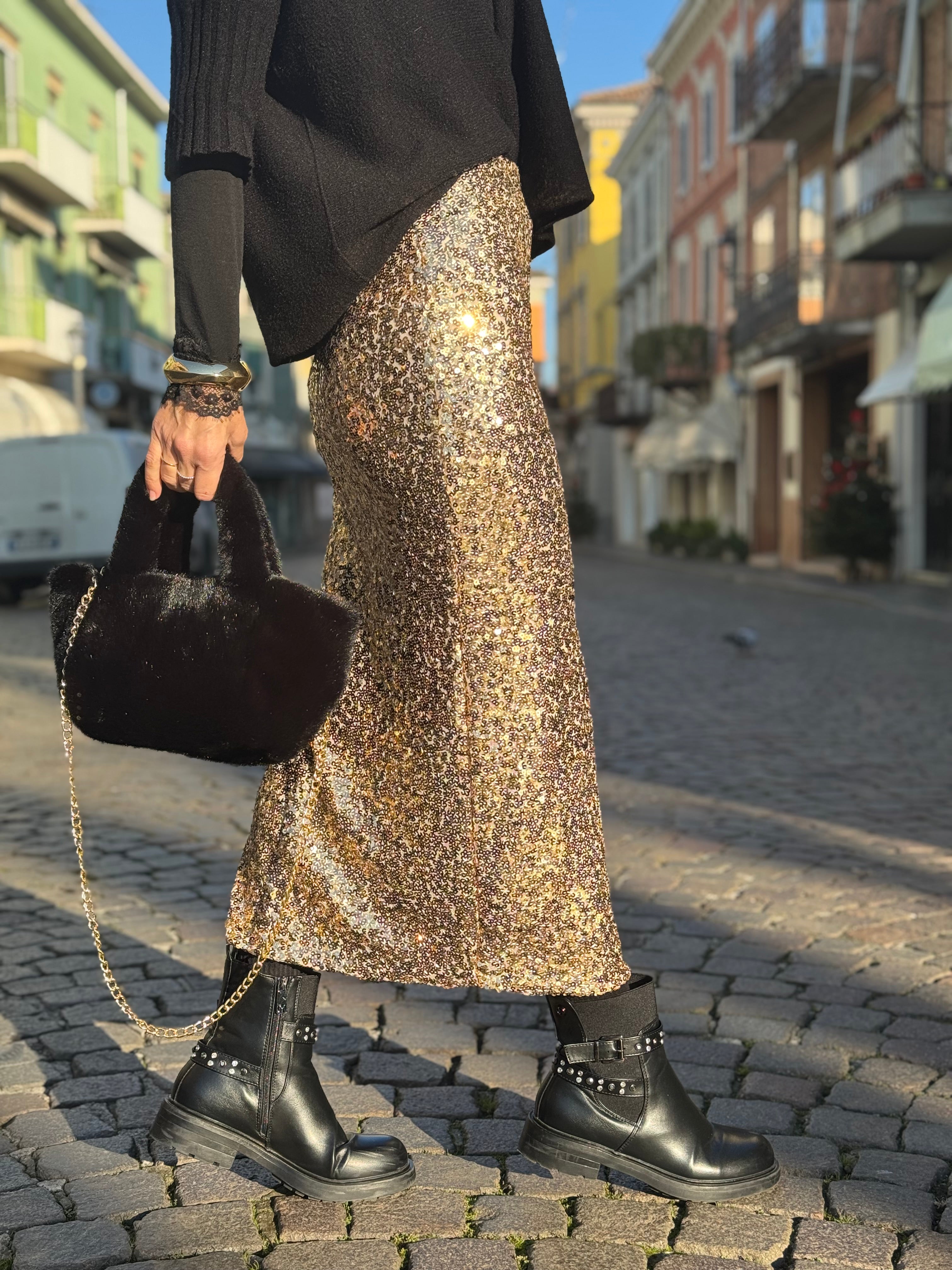 Gonna paillettes spacco