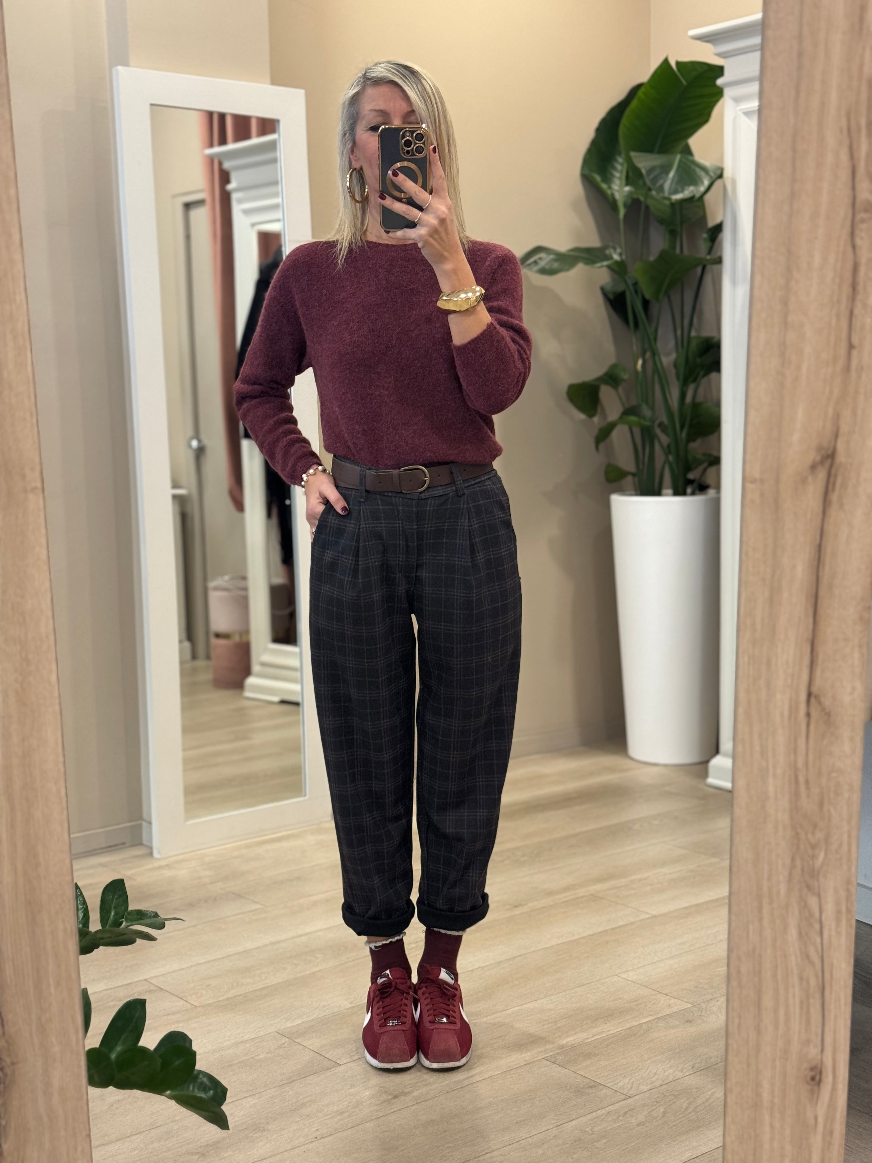 Pantalone baggy check