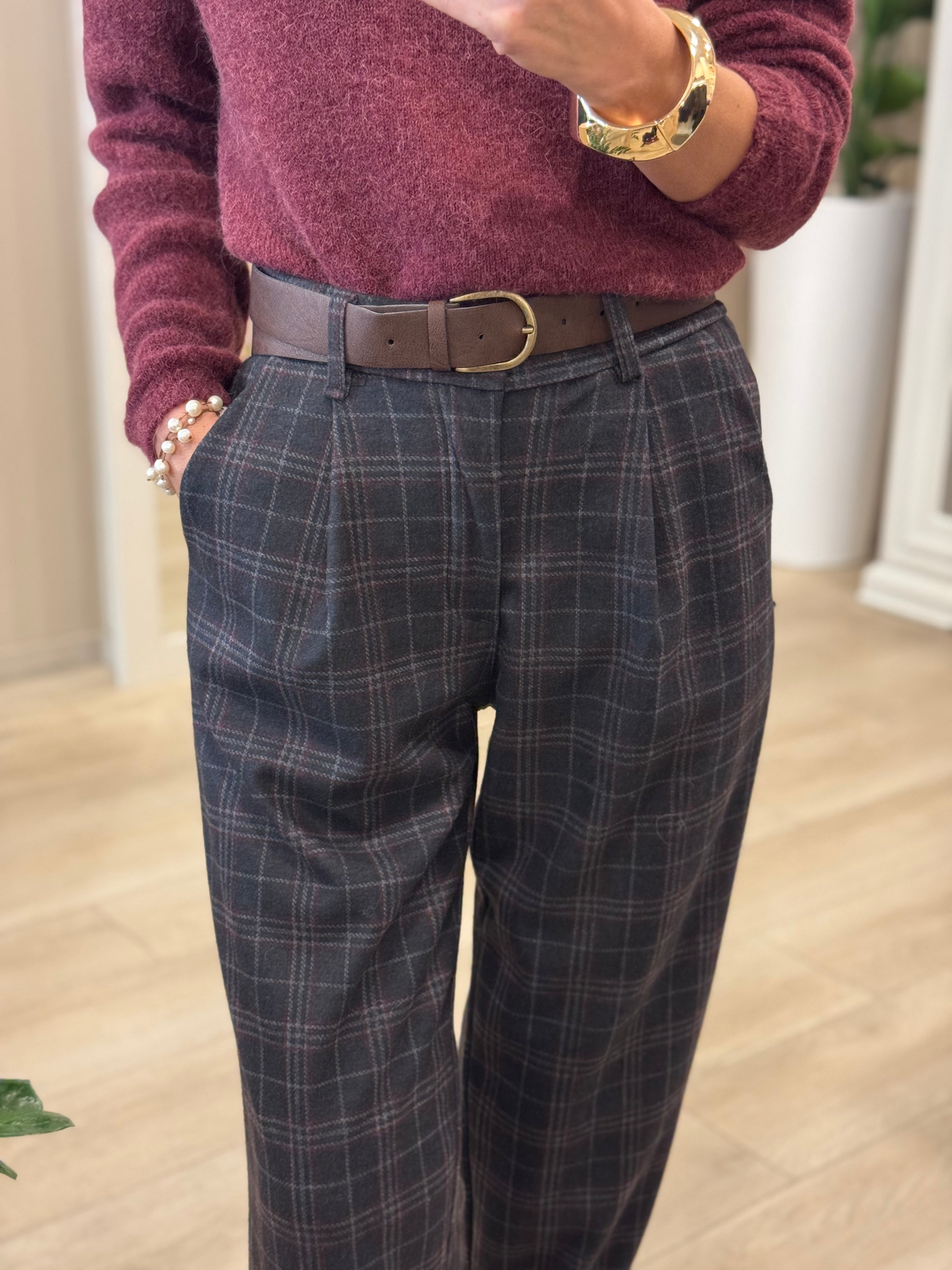 Pantalone baggy check