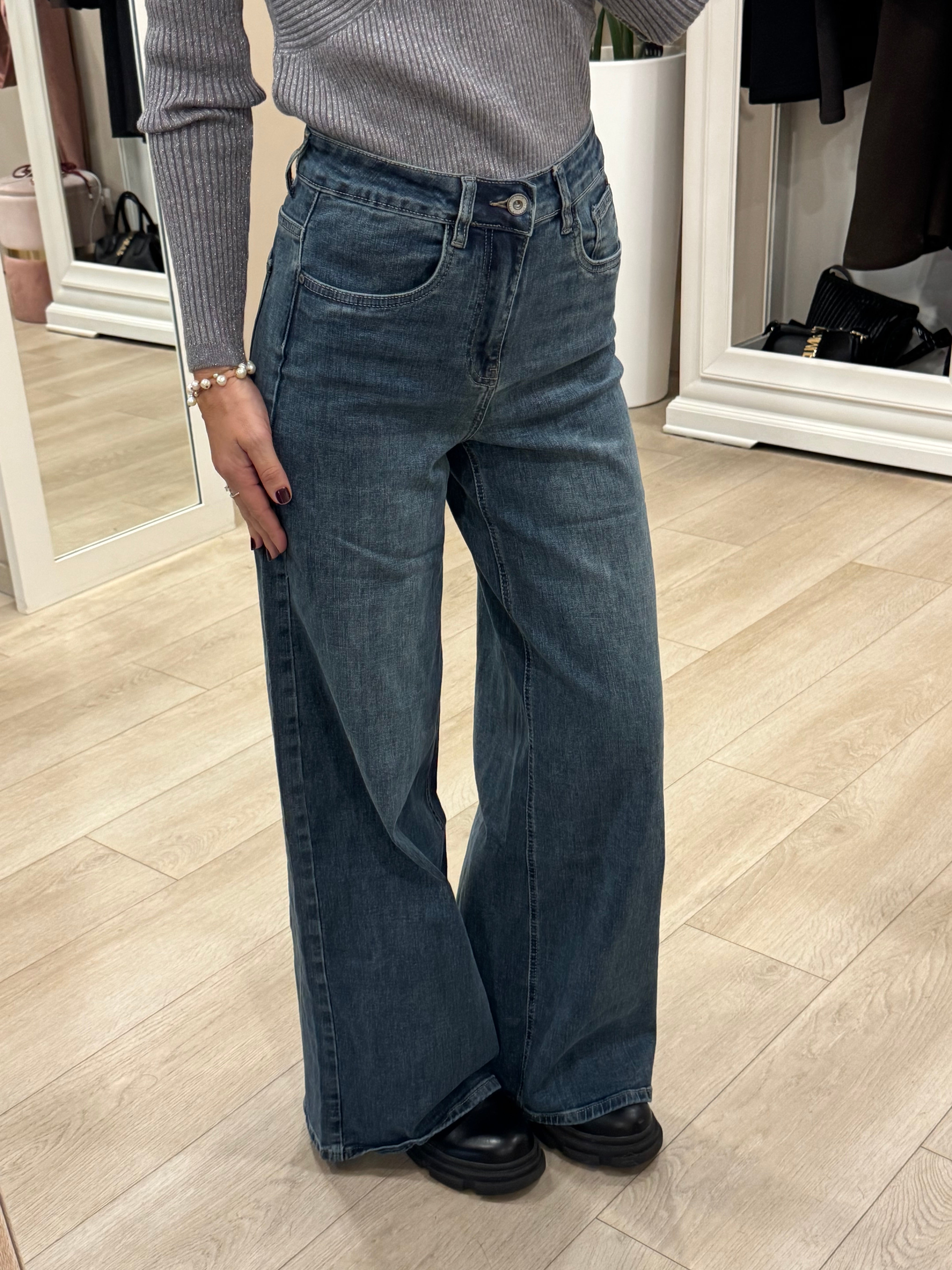 Jeans palazzo blu light