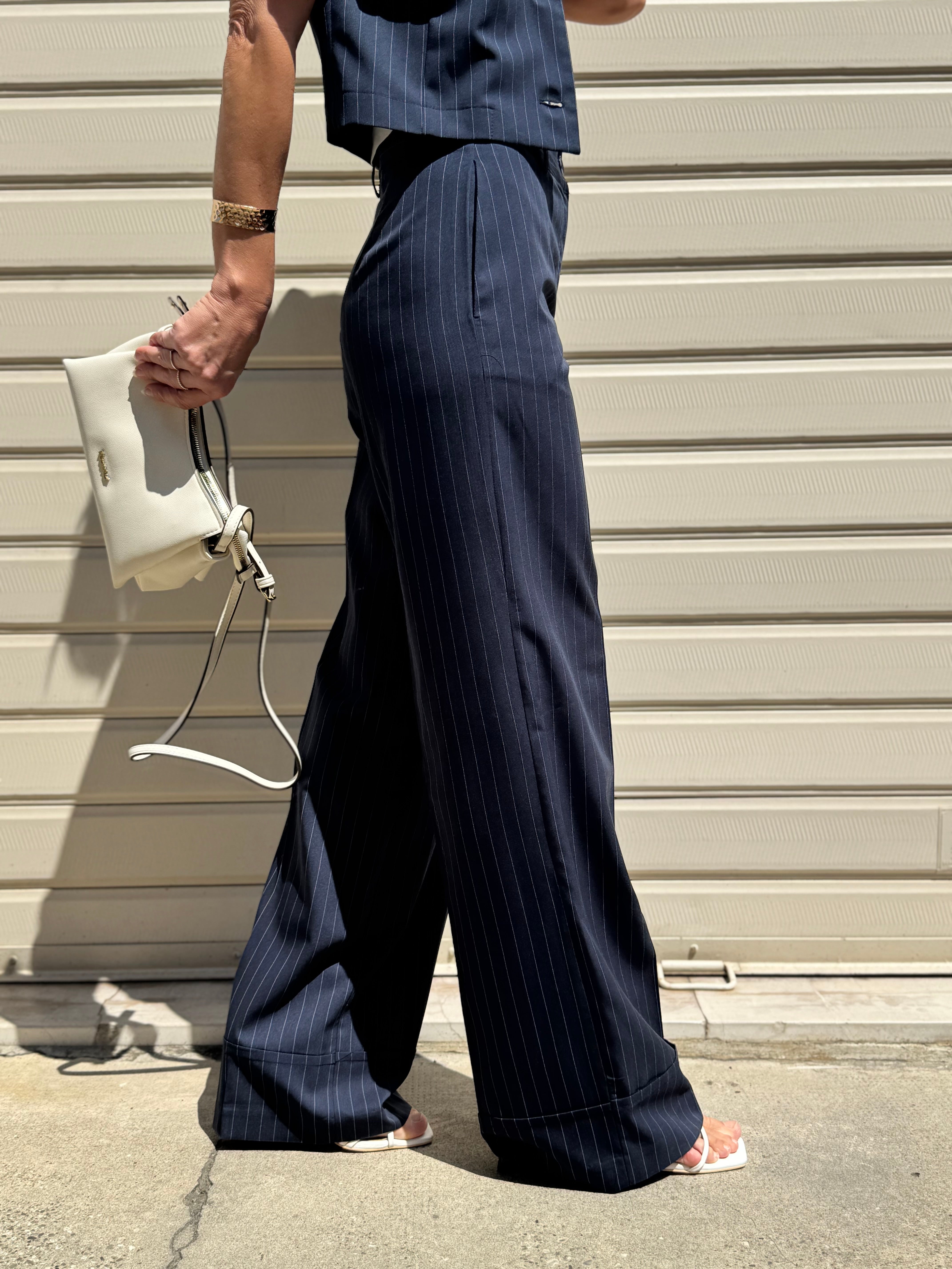Pantalone palazzo gessato mimì