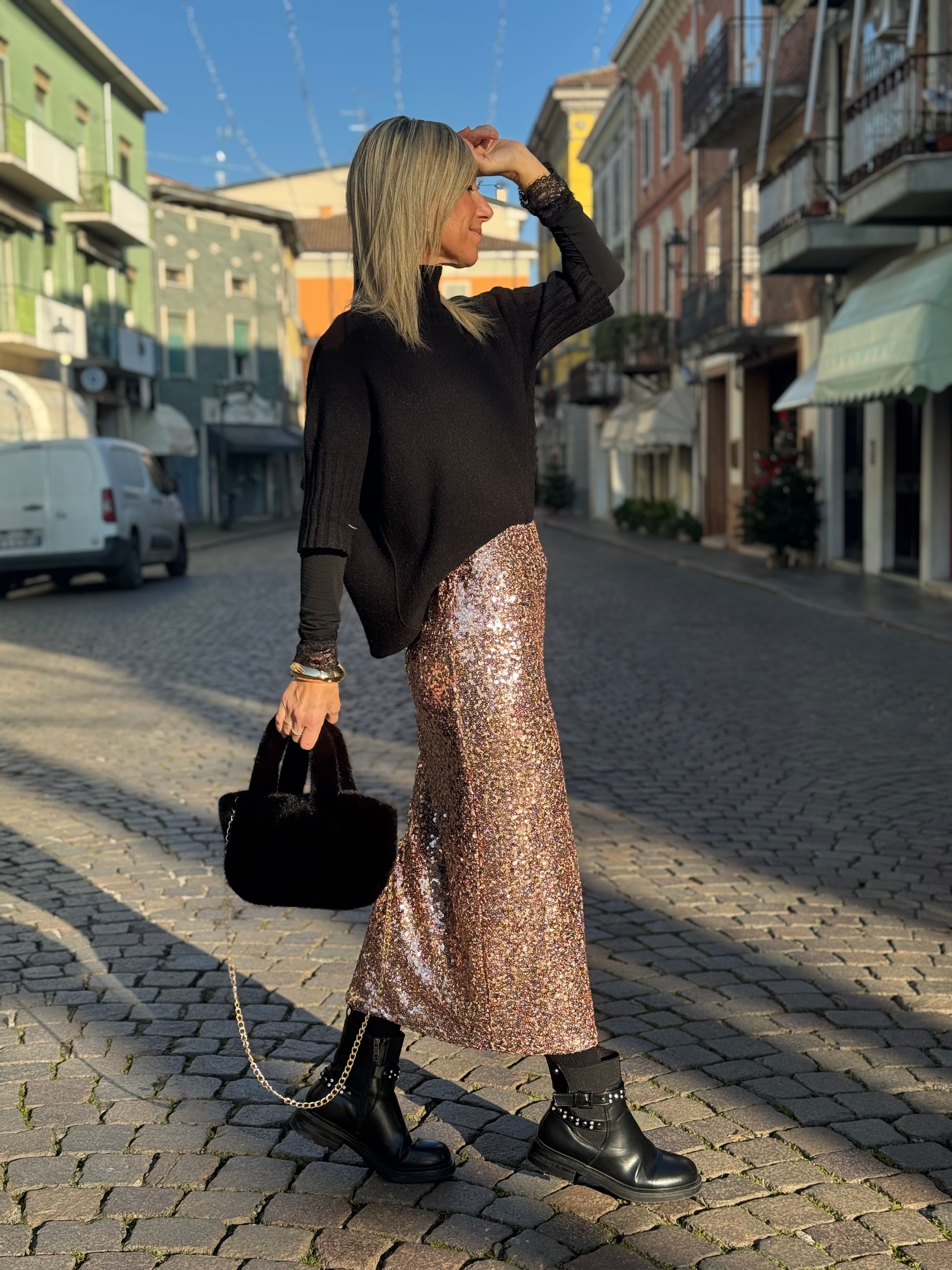 Gonna paillettes spacco