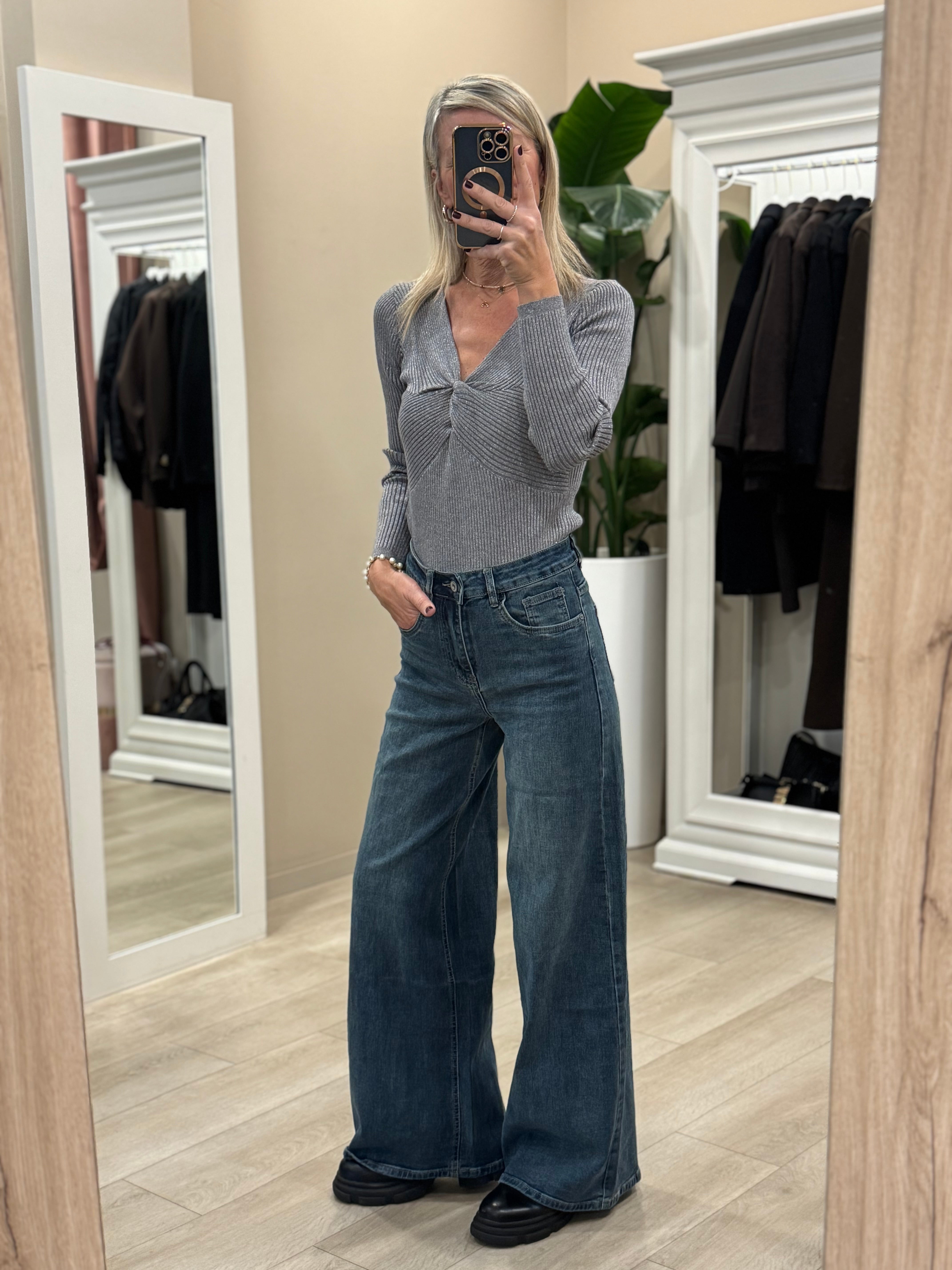 Jeans palazzo blu light