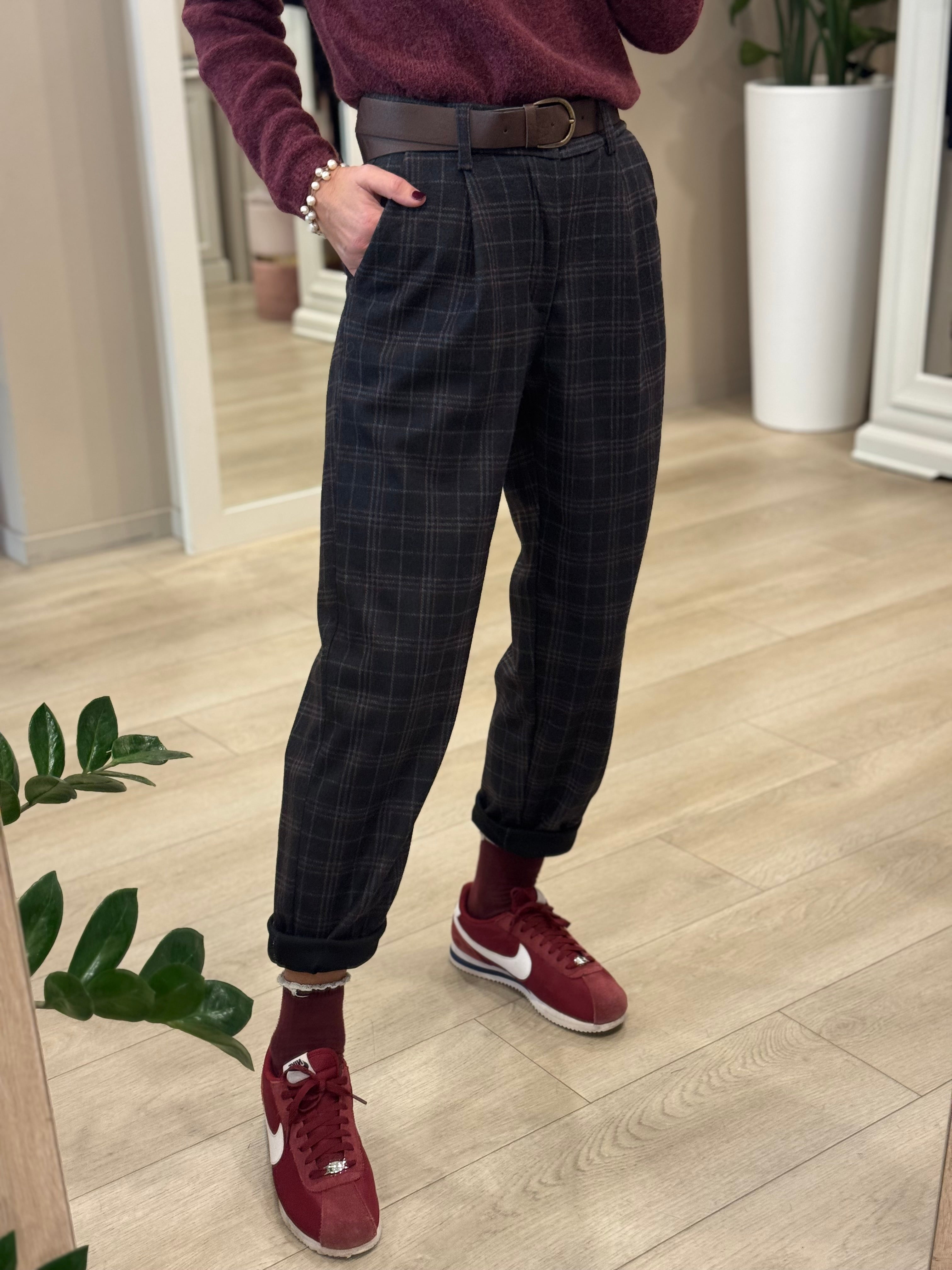 Pantalone baggy check