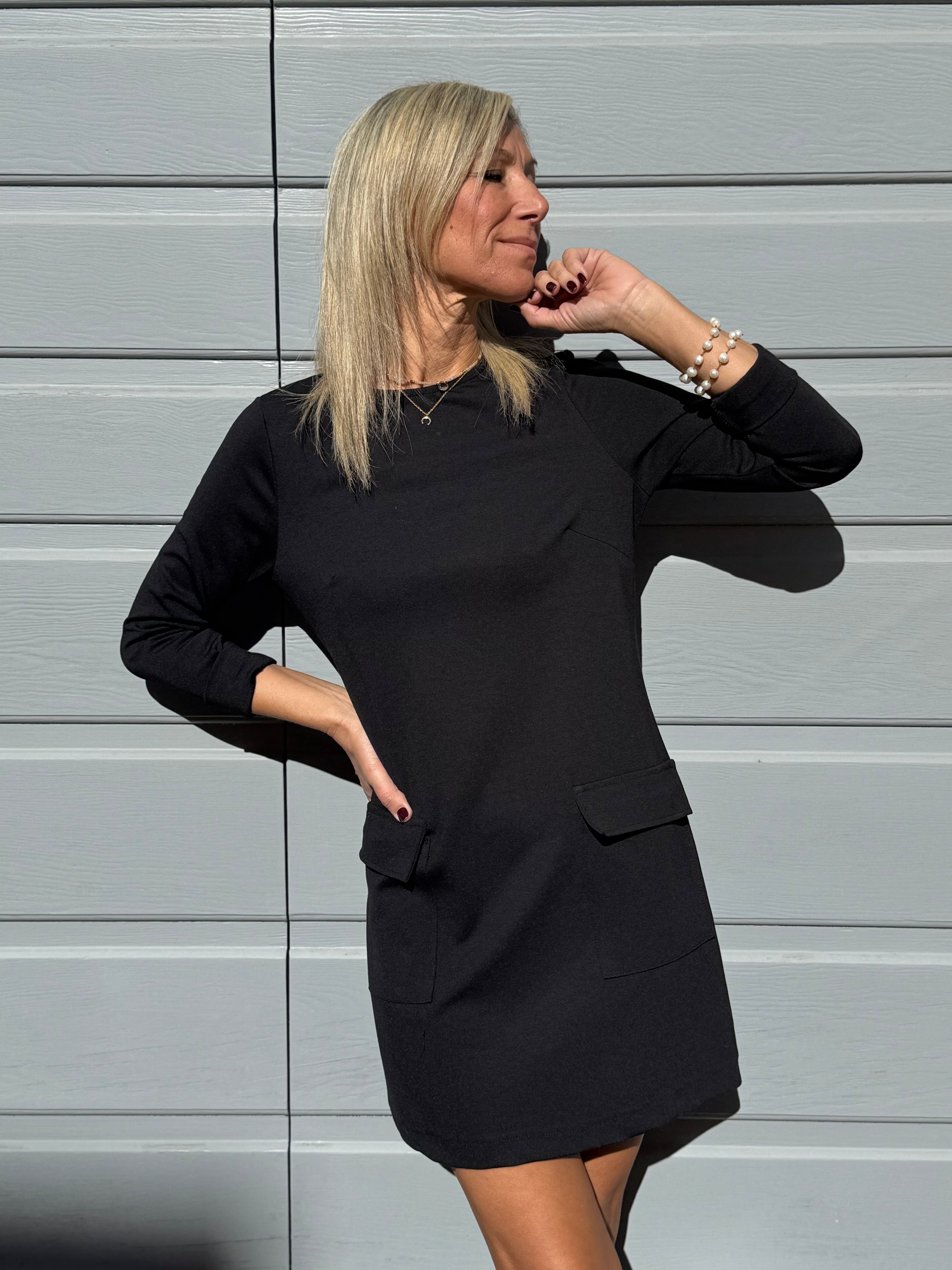 Abito tasche misto lana