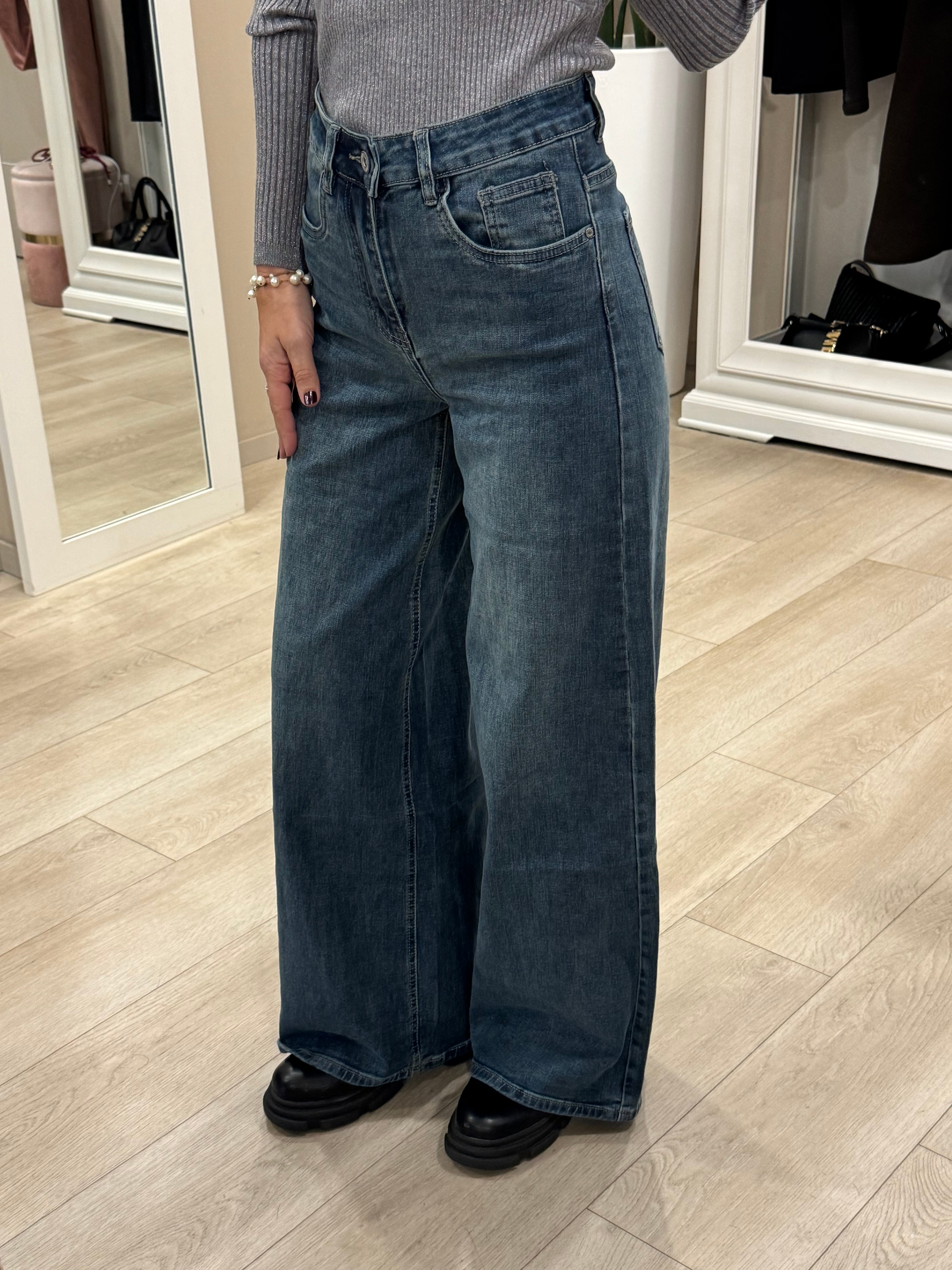 Jeans palazzo blu light