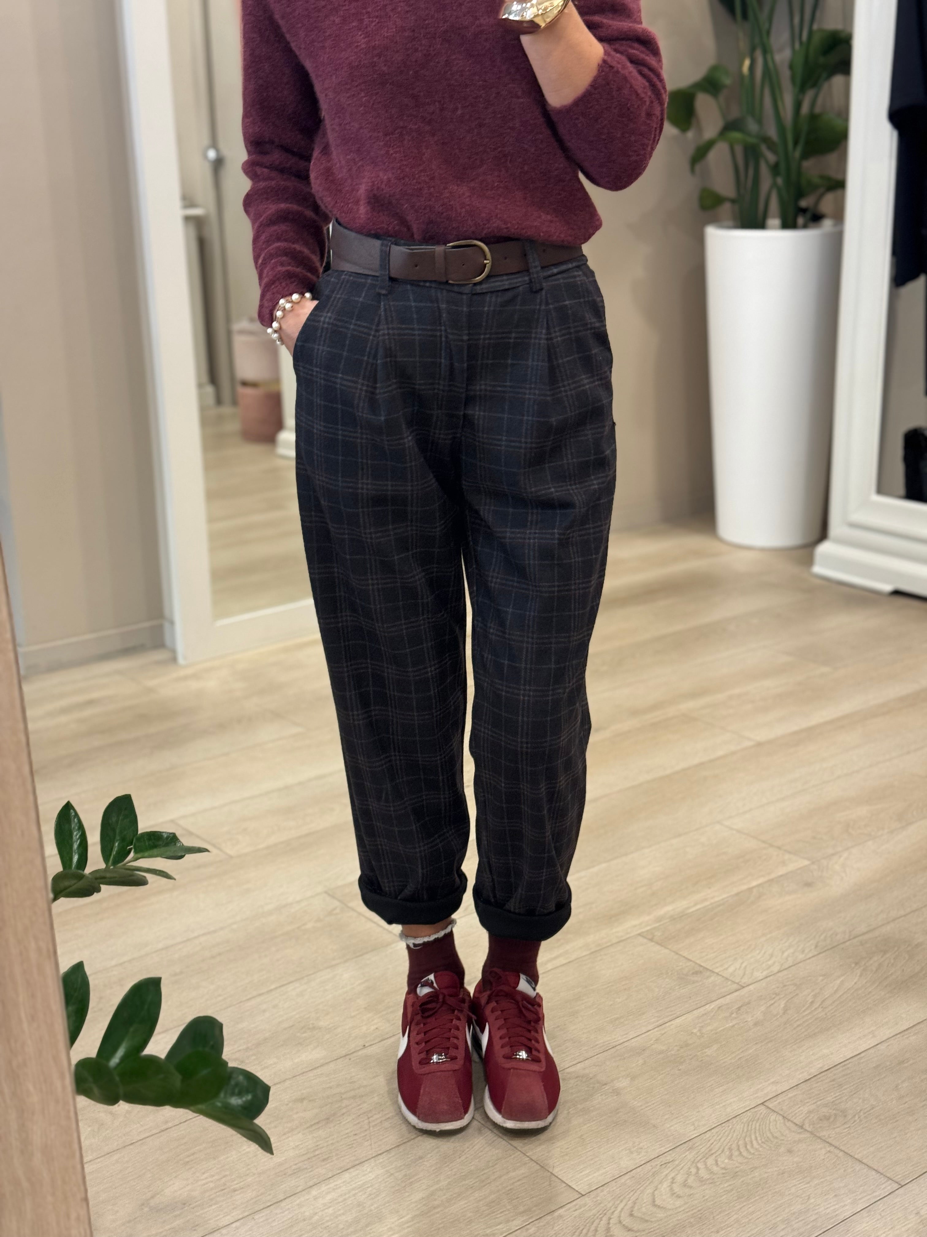 Pantalone baggy check