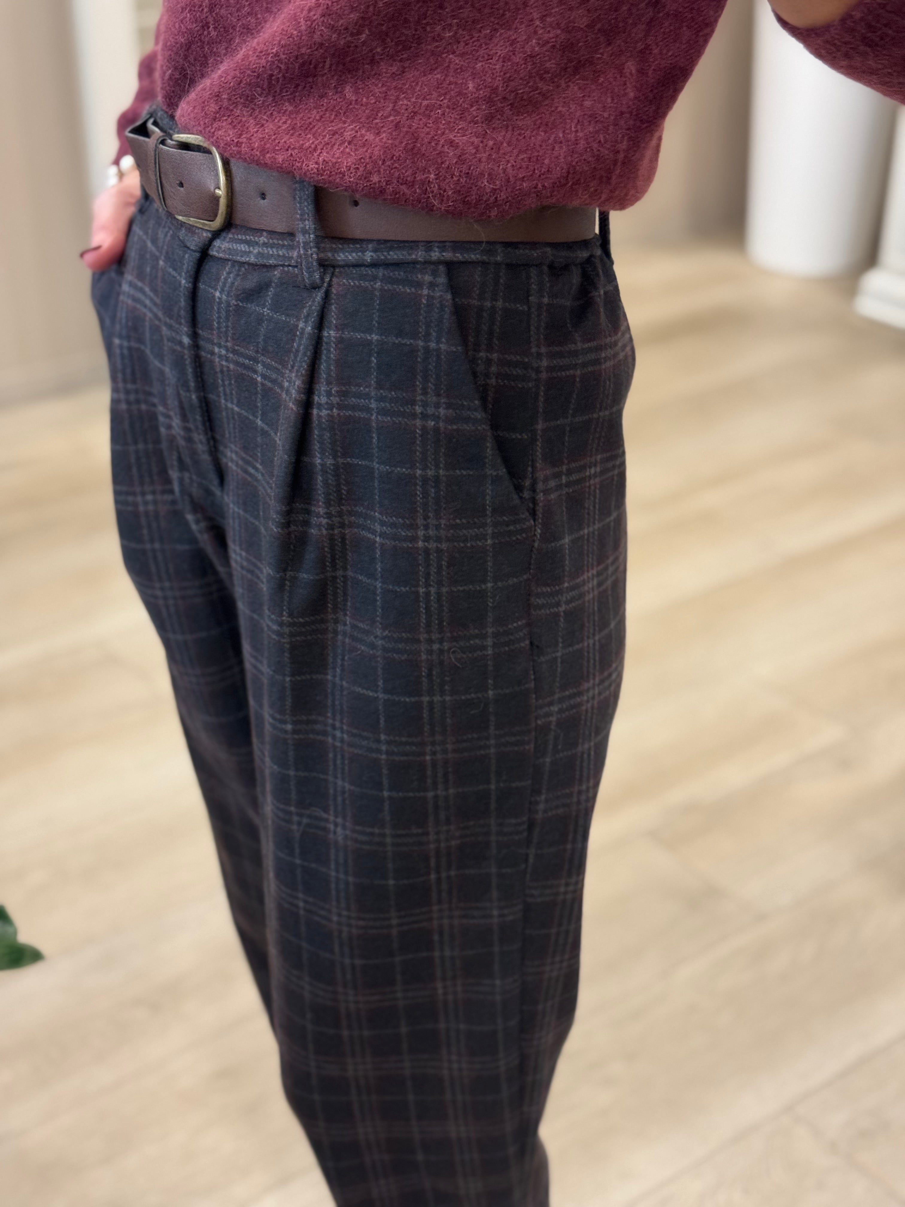 Pantalone baggy check
