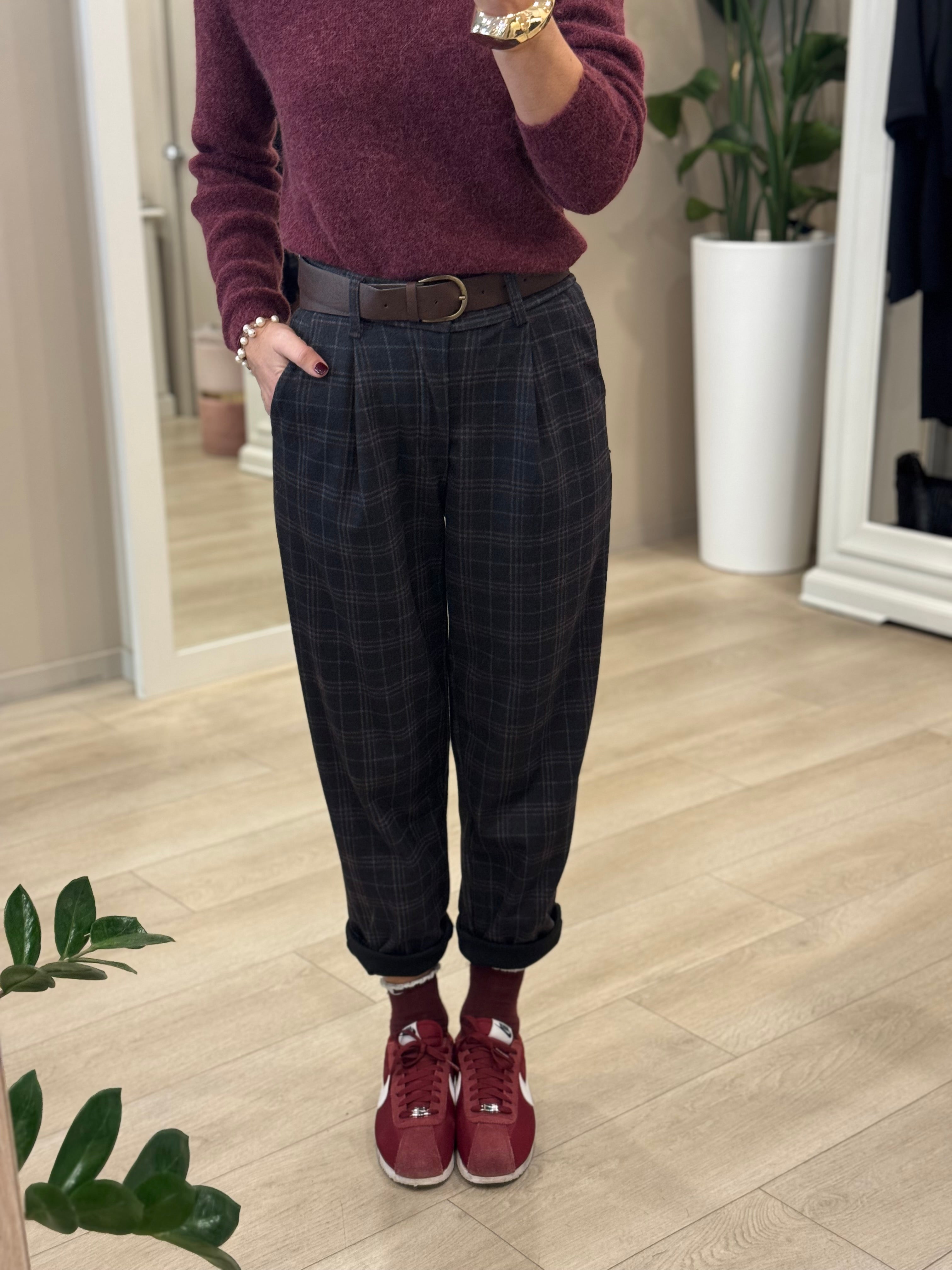 Pantalone baggy check