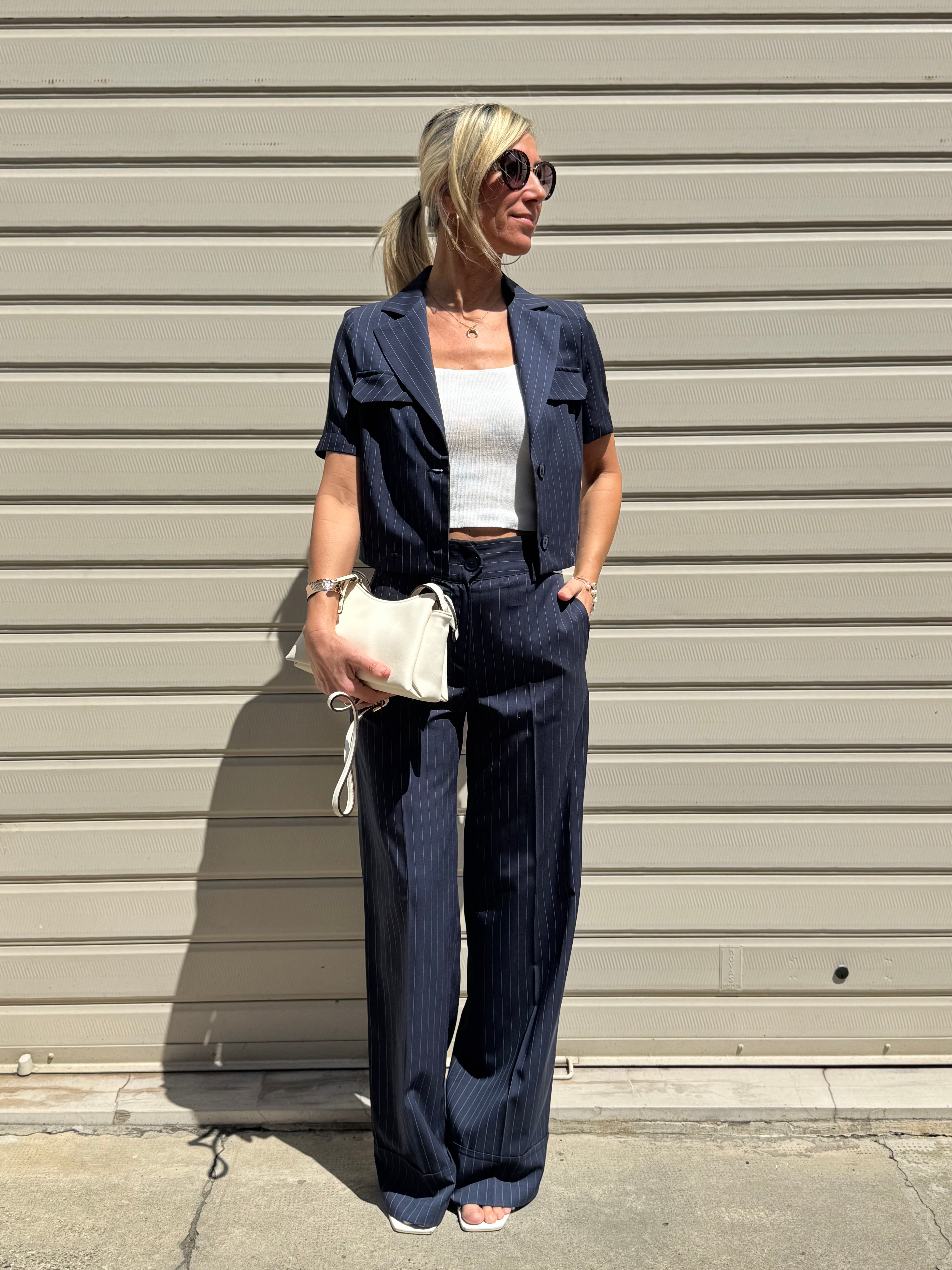 Pantalone palazzo gessato mimì