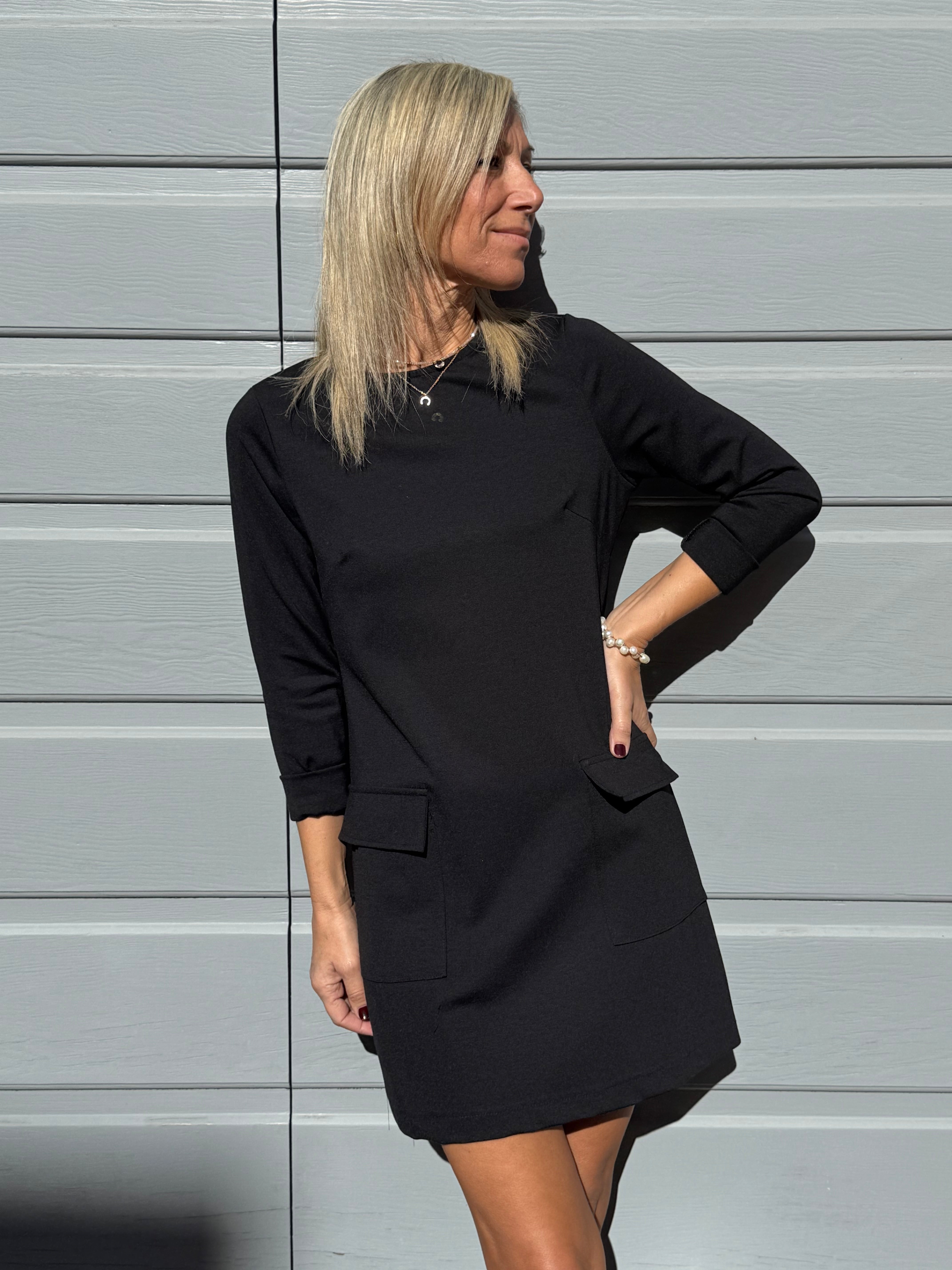 Abito tasche misto lana