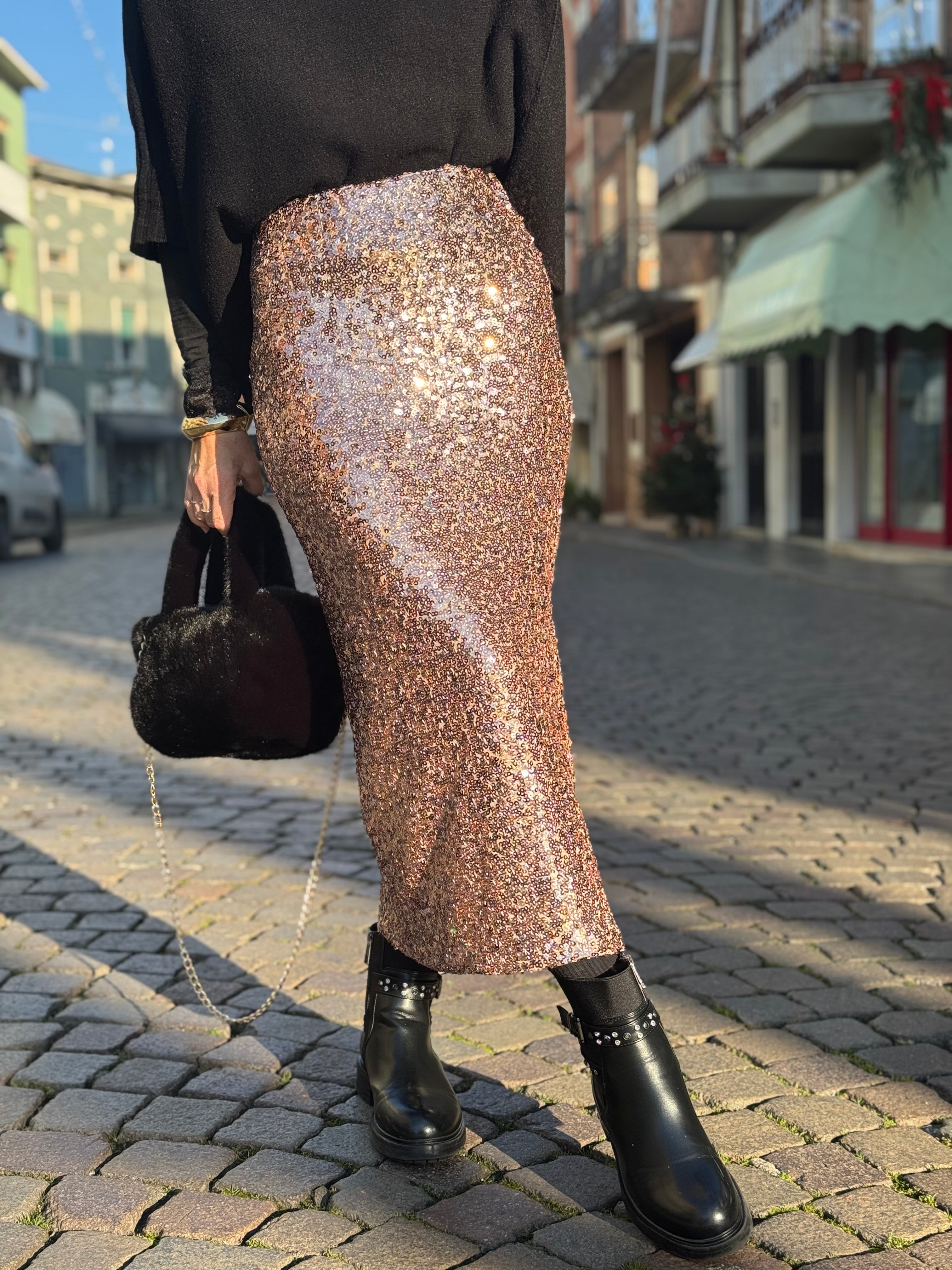 Gonna paillettes spacco