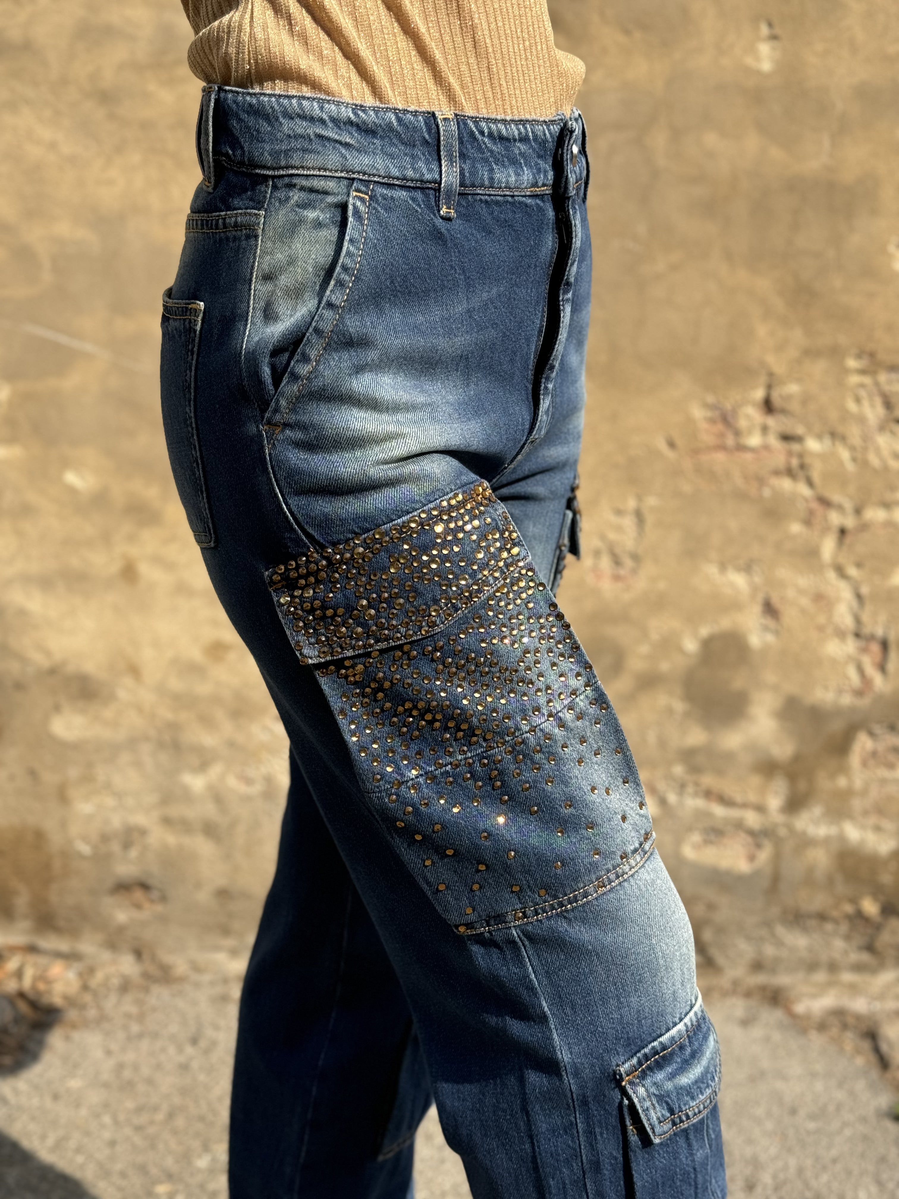 Jeans Cargo Strass